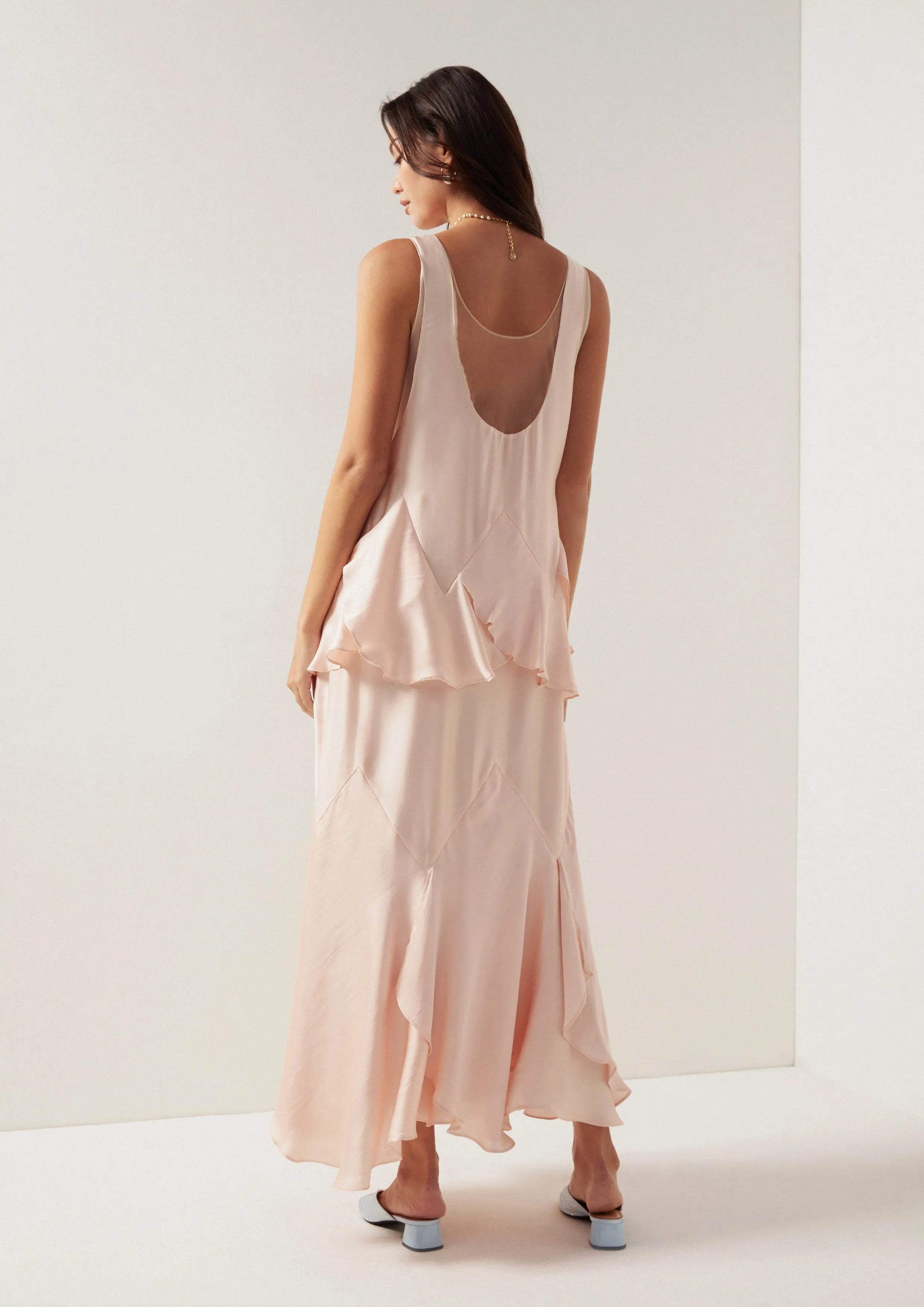 Pearl Shell Cascade Maxi Dress