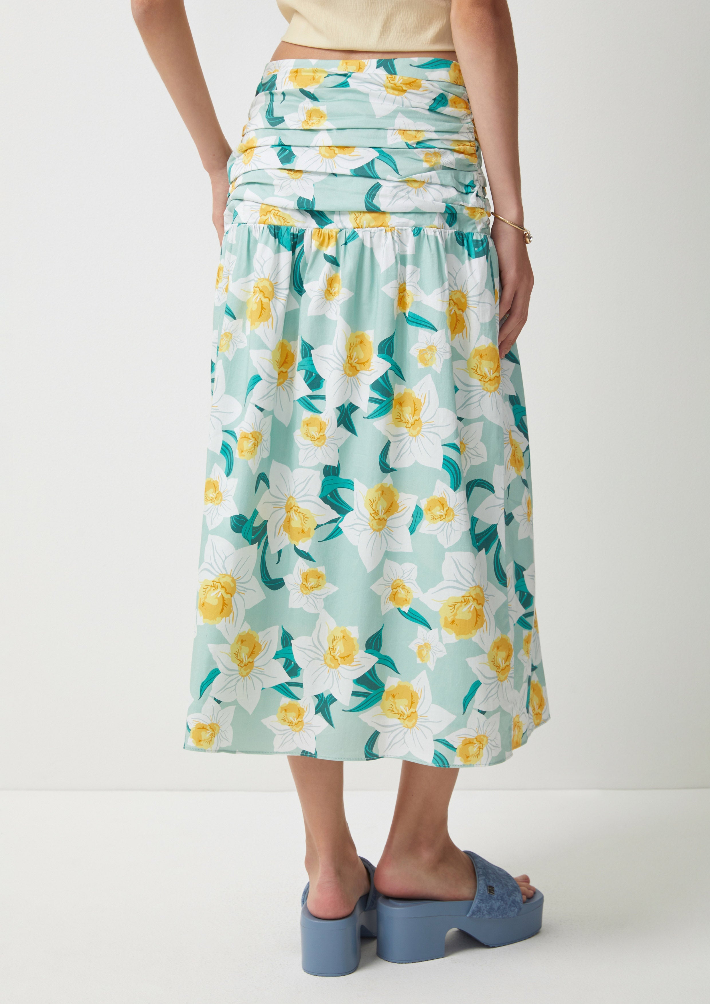 Daffodil Side Slit Midi Skirt Rustic Haven