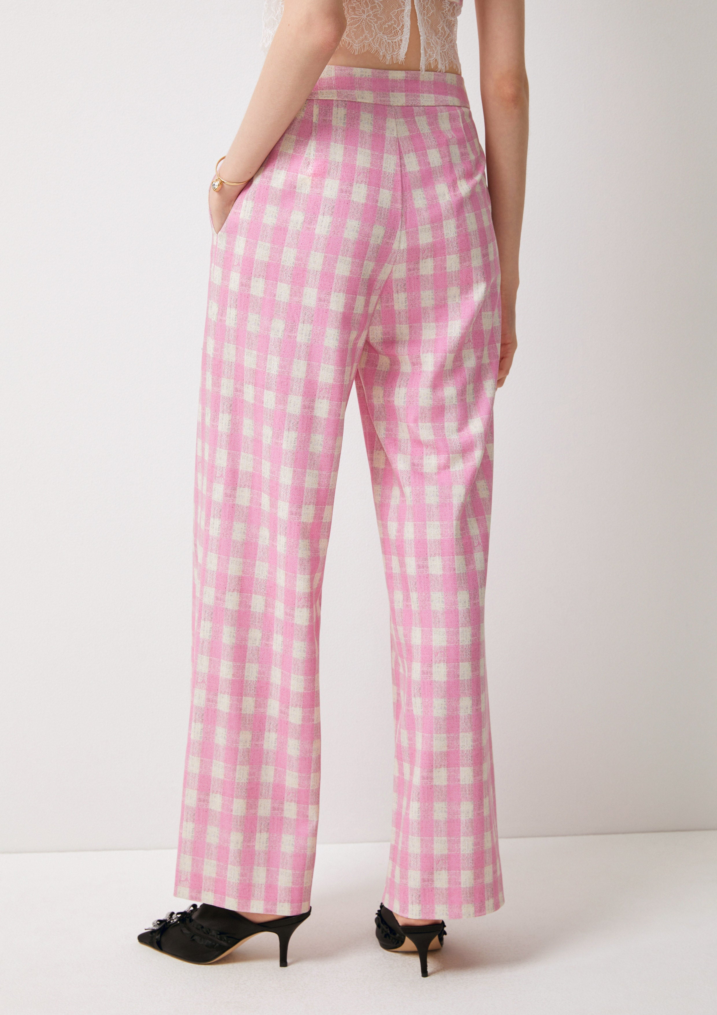 Gingham Wide-Leg Pants The Canine Whisper