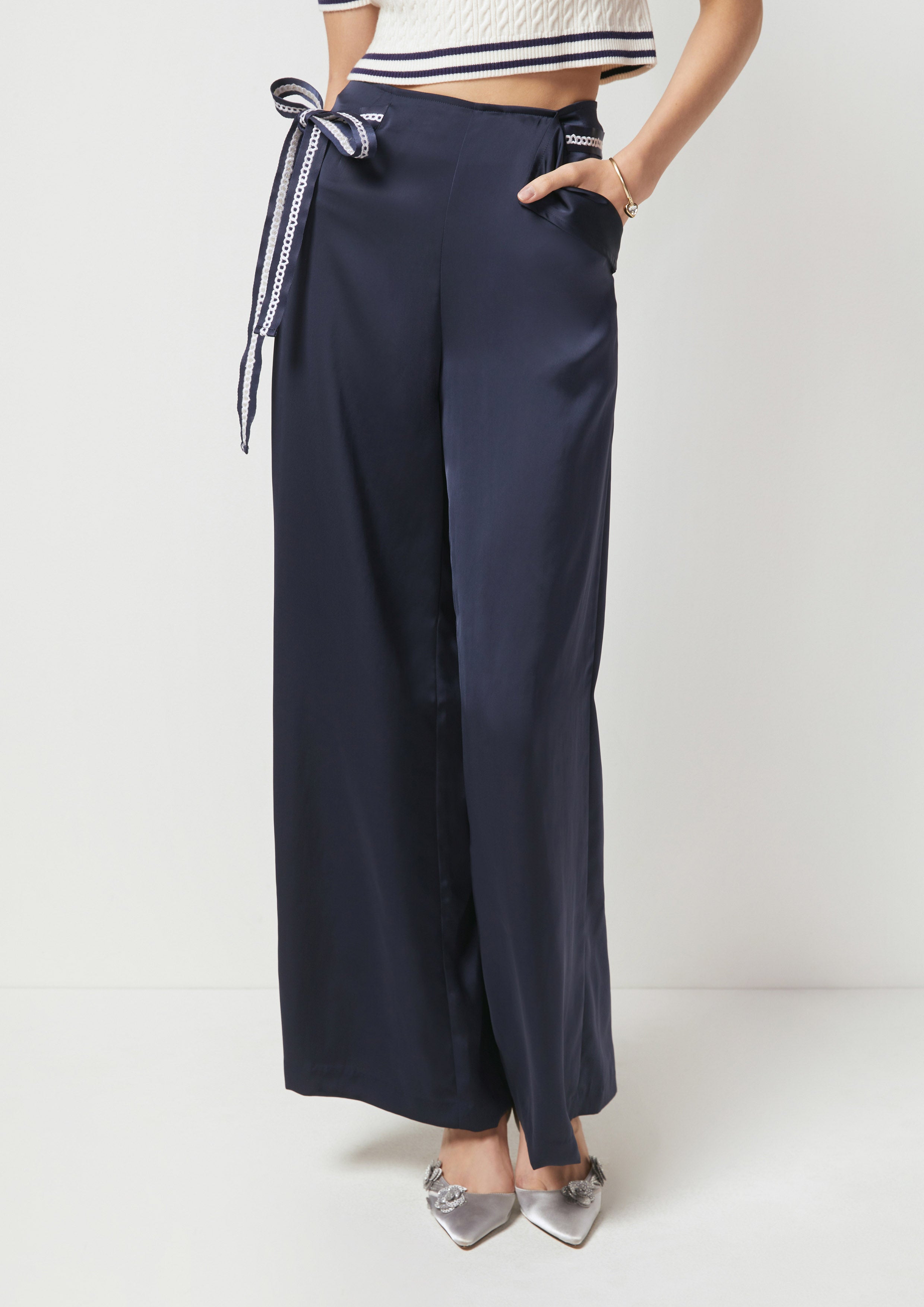 Bow Tie Wide-Leg Pants Dreamscape Memories