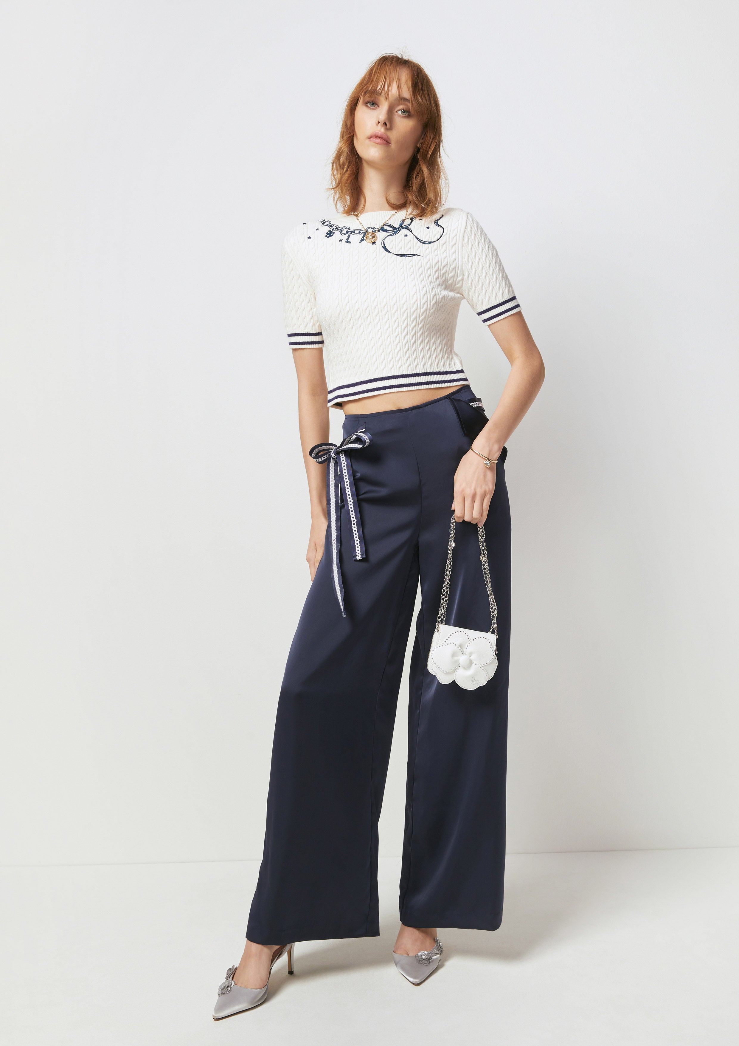 Bow Tie Wide-Leg Pants Dreamscape Memories