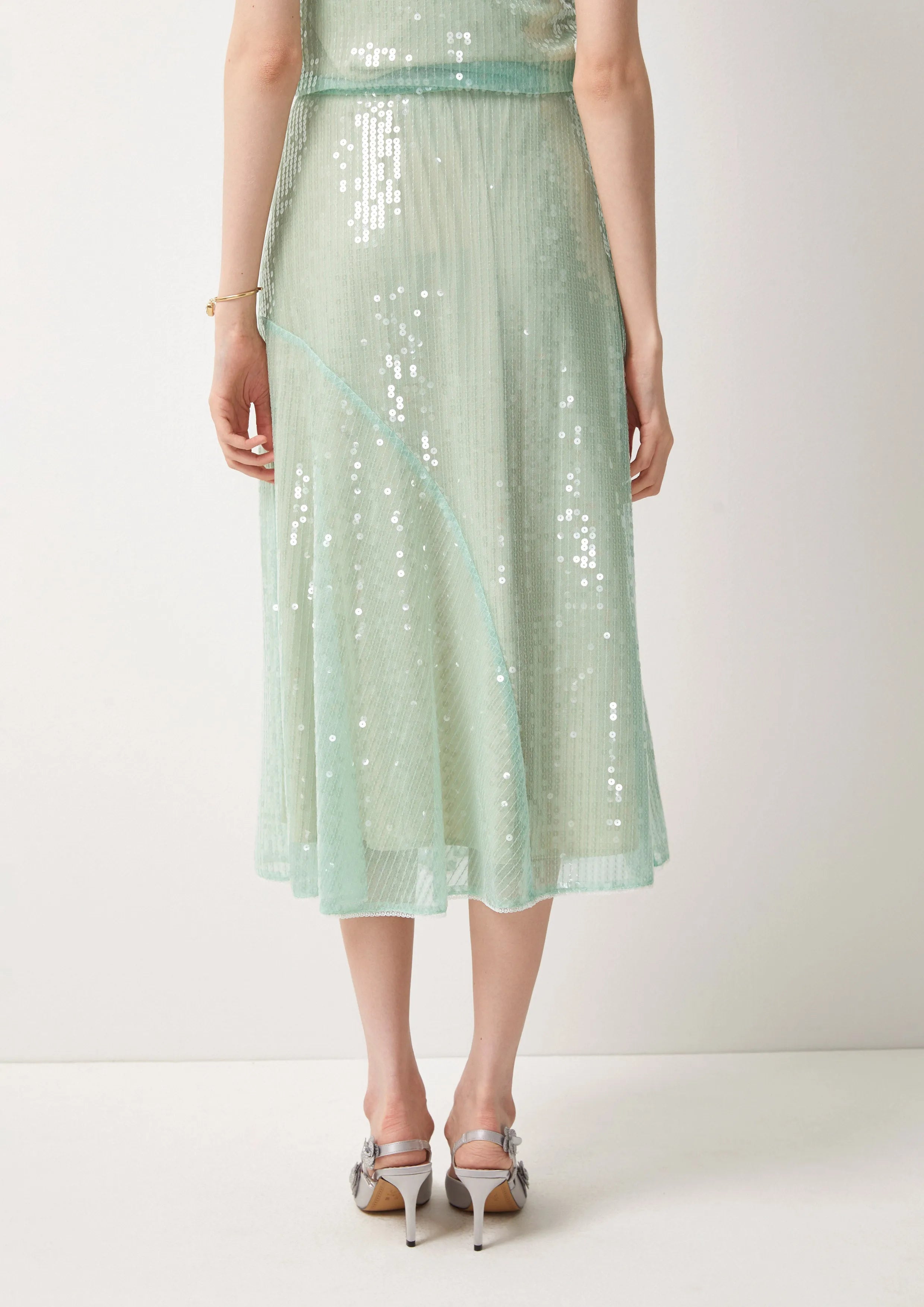 Crystal Flower Sequin Midi Skirt Pas De Deux