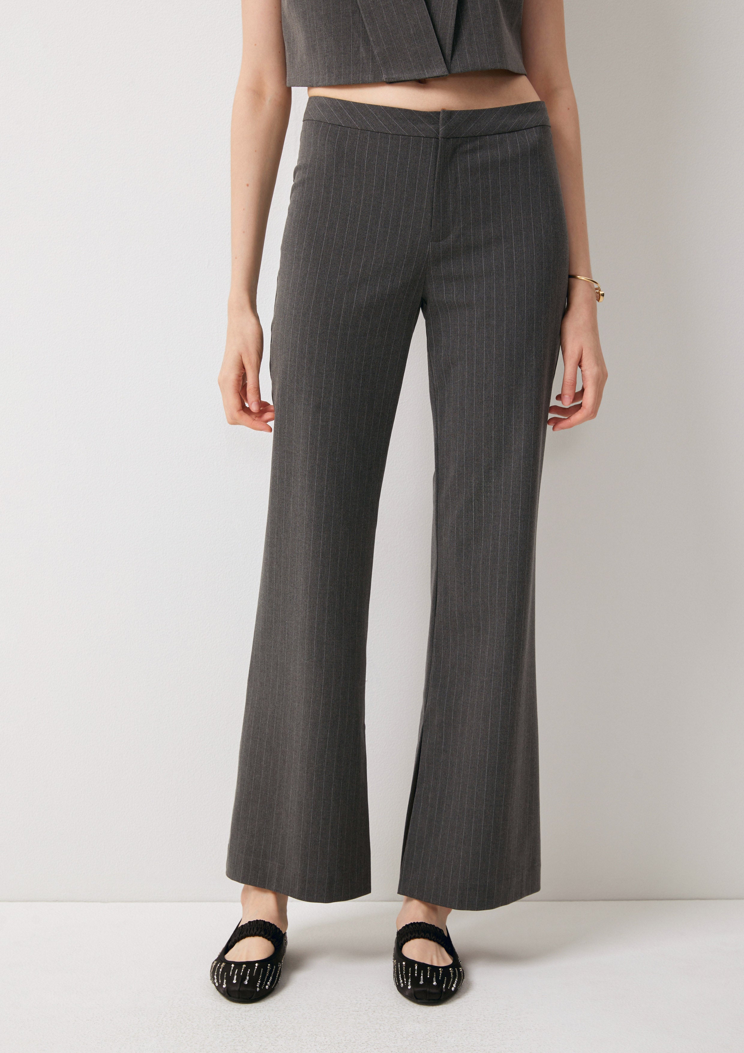 Pinstriped Flare-Leg Pants Cool Girl