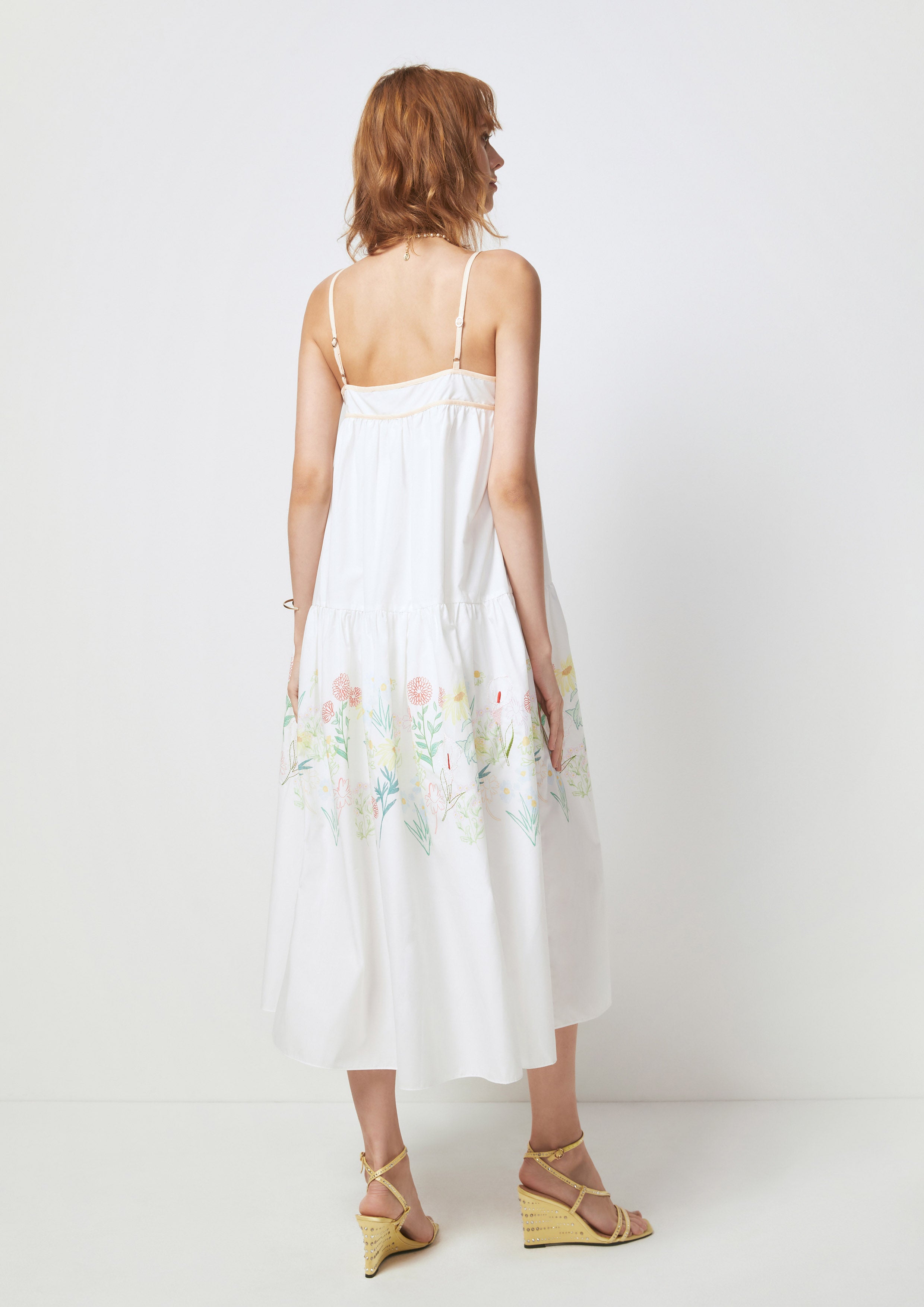 Floral Spaghetti Strap Midi Dress Flower Field