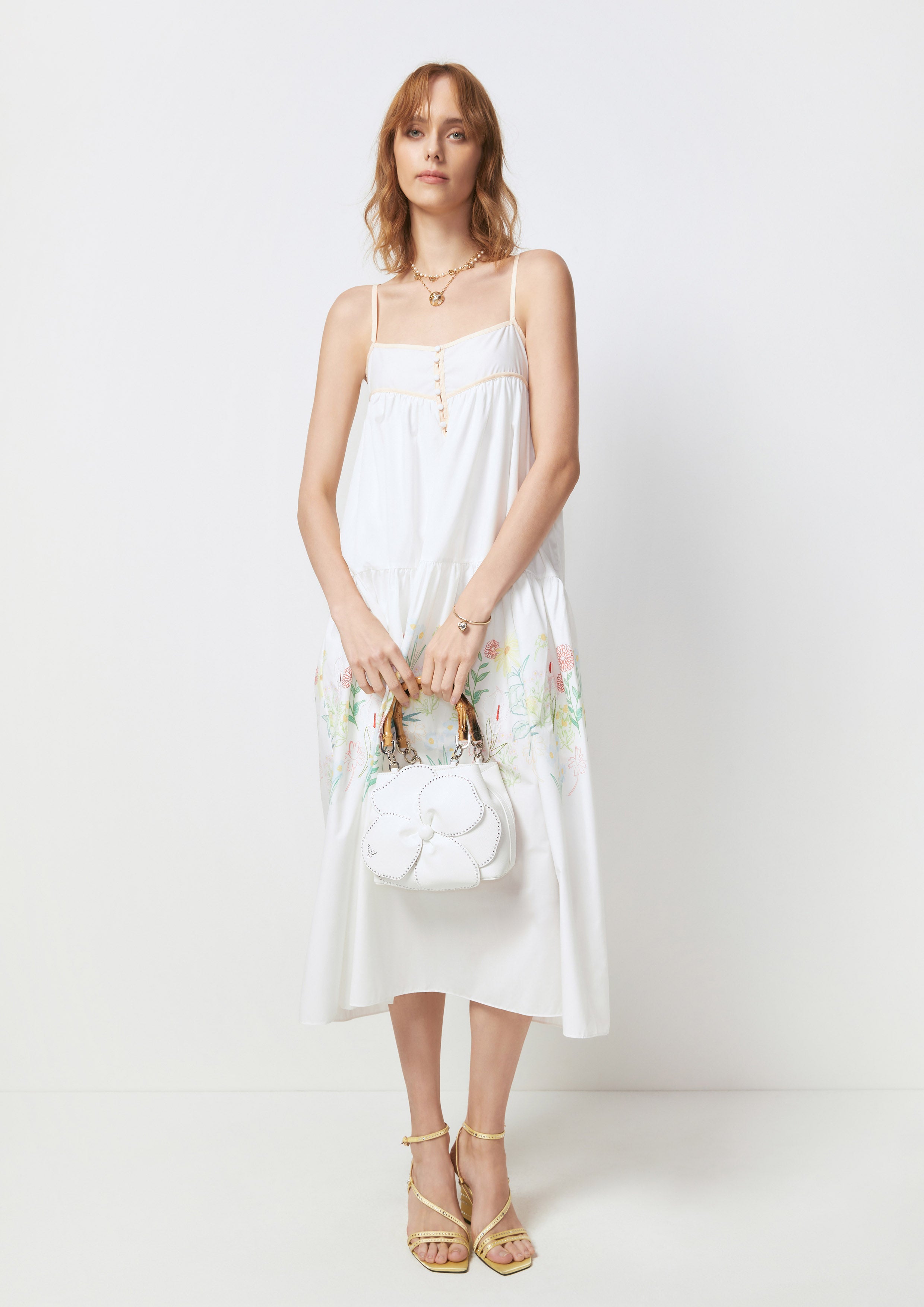 Floral Spaghetti Strap Midi Dress Flower Field