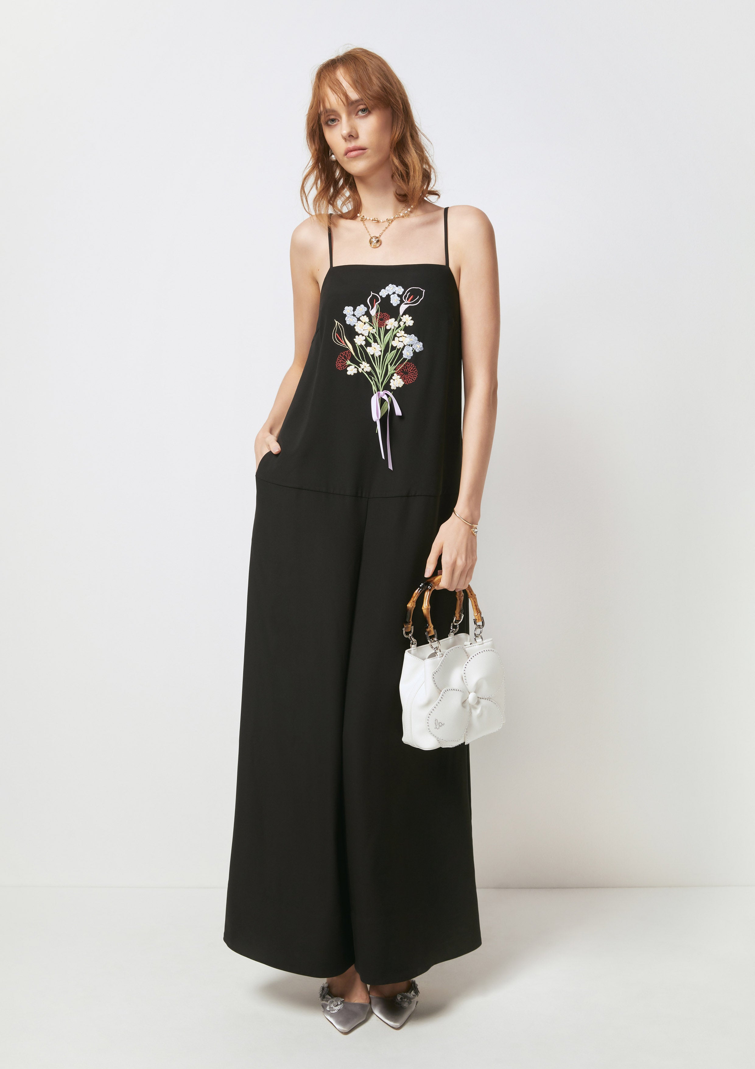 Flower Bouquet Wide-Leg Jumpsuit Flower Field