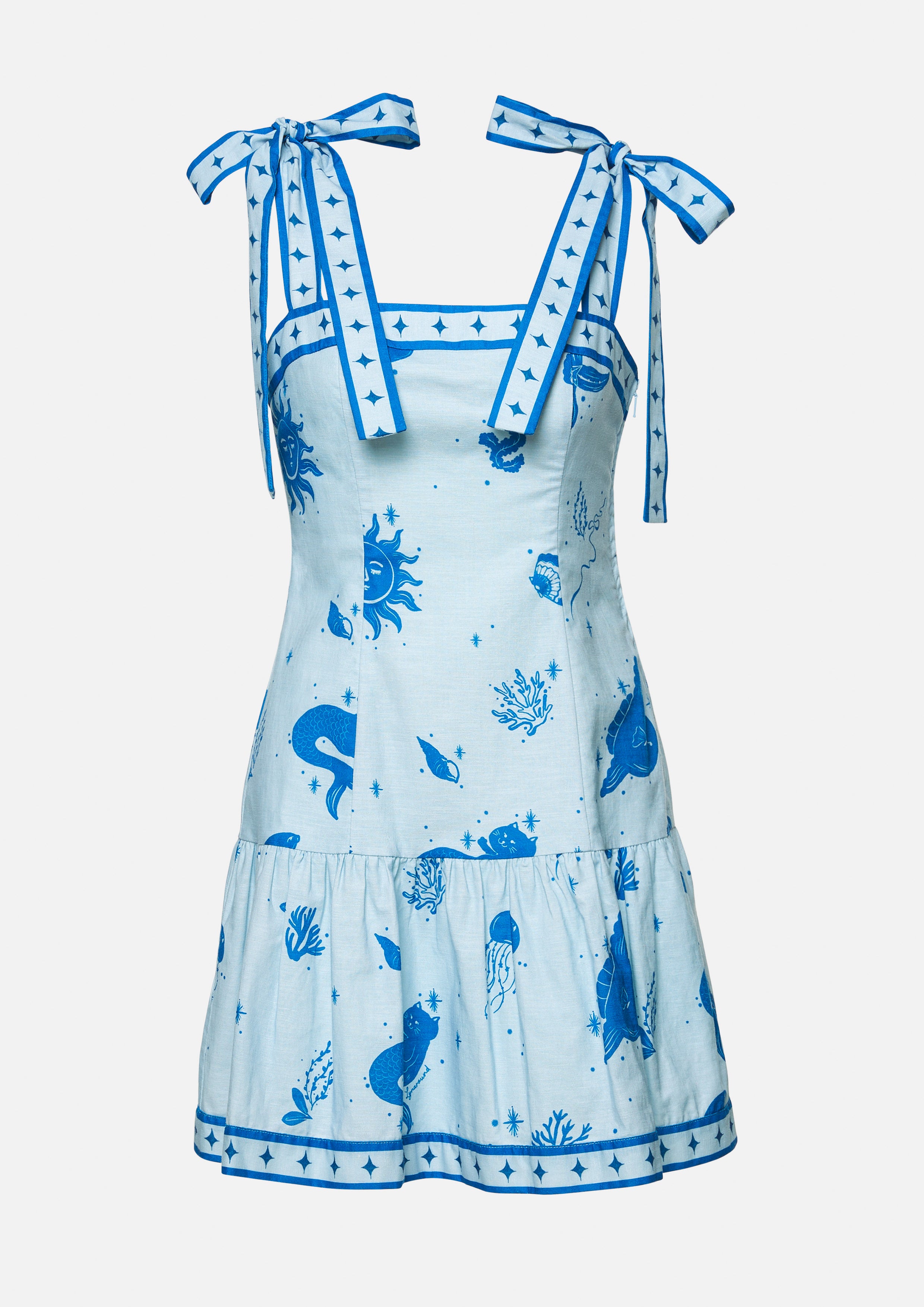 Dreamy Ocean Bow Tie Mini Dress Dreamscape Memories