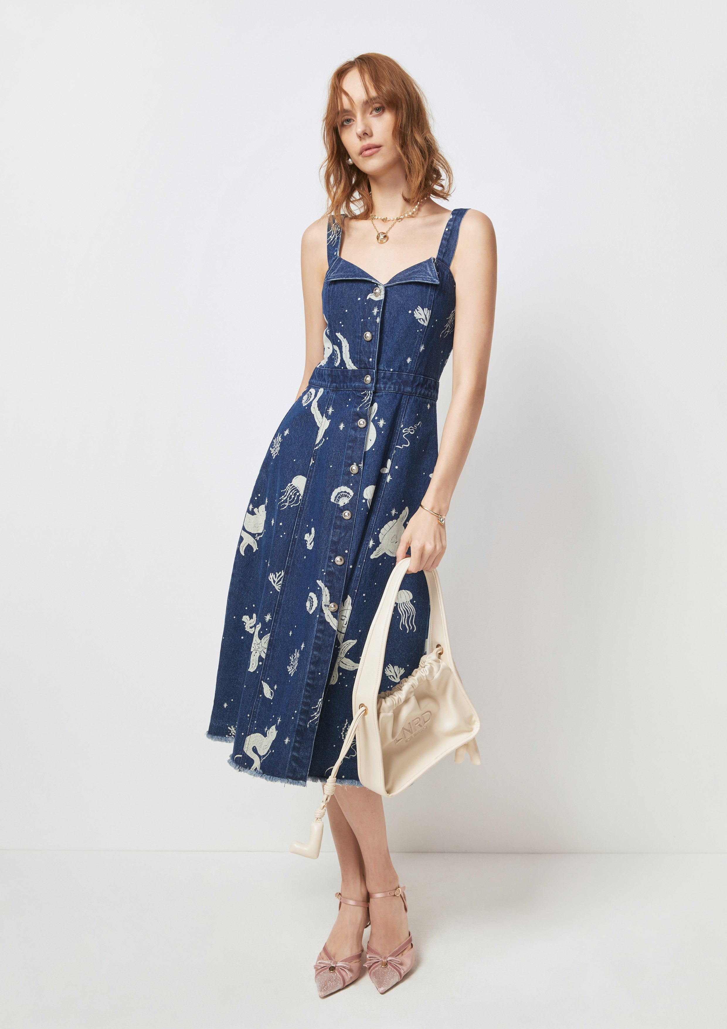 Dreamy Ocean Denim Midi Dress Dreamscape Memories