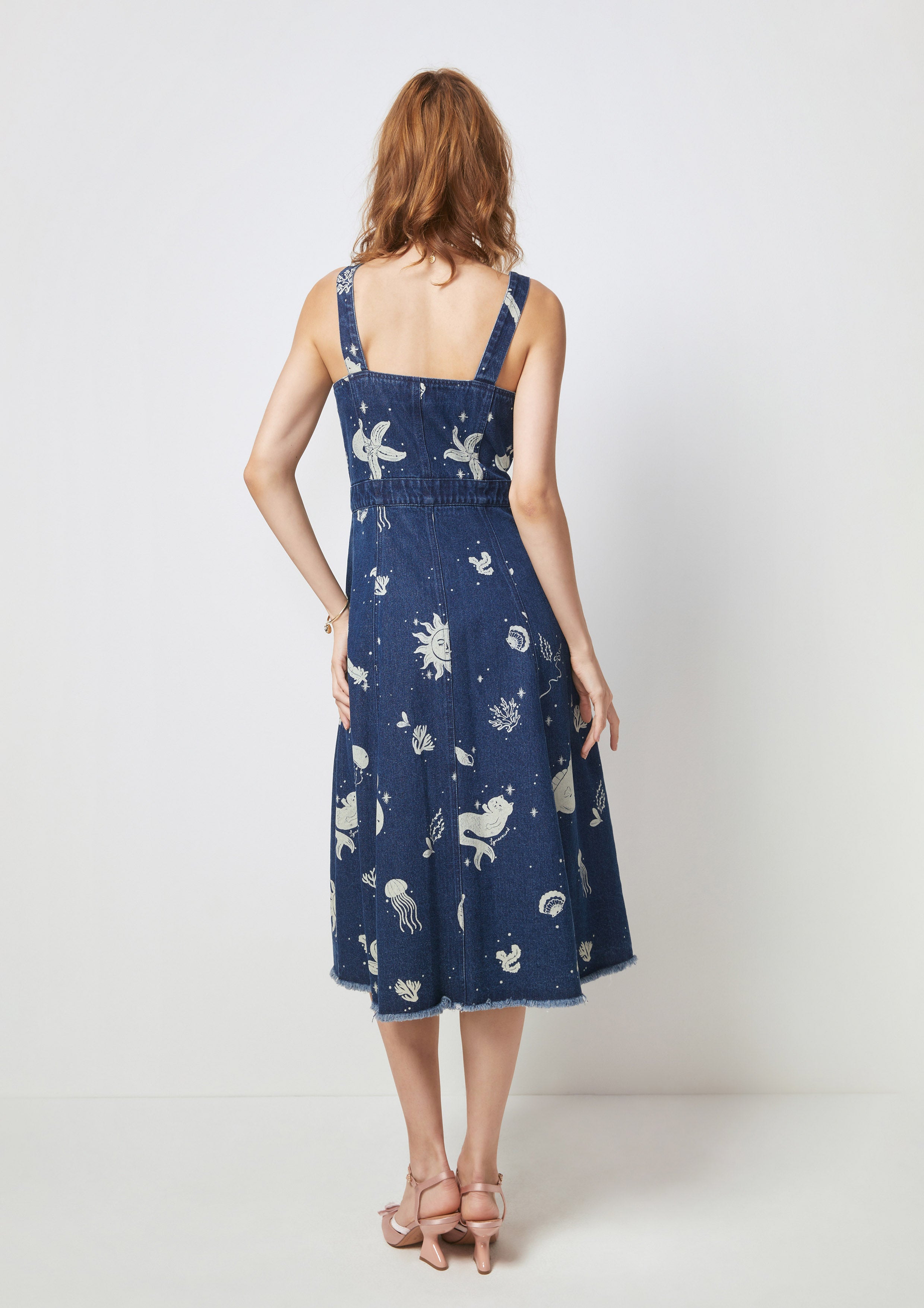 Dreamy Ocean Denim Midi Dress Dreamscape Memories