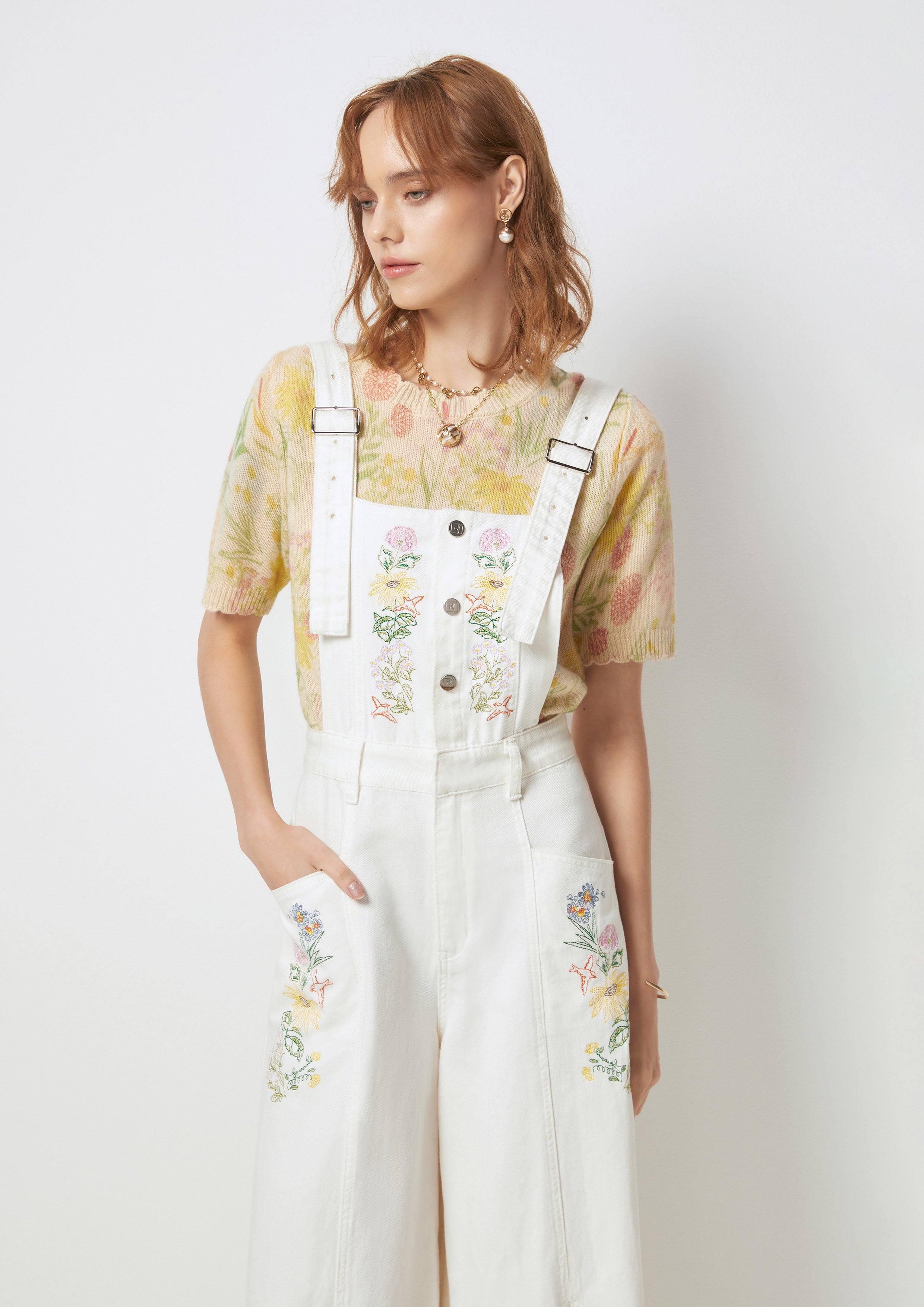 Floral Wide-Leg Overall Flower Field