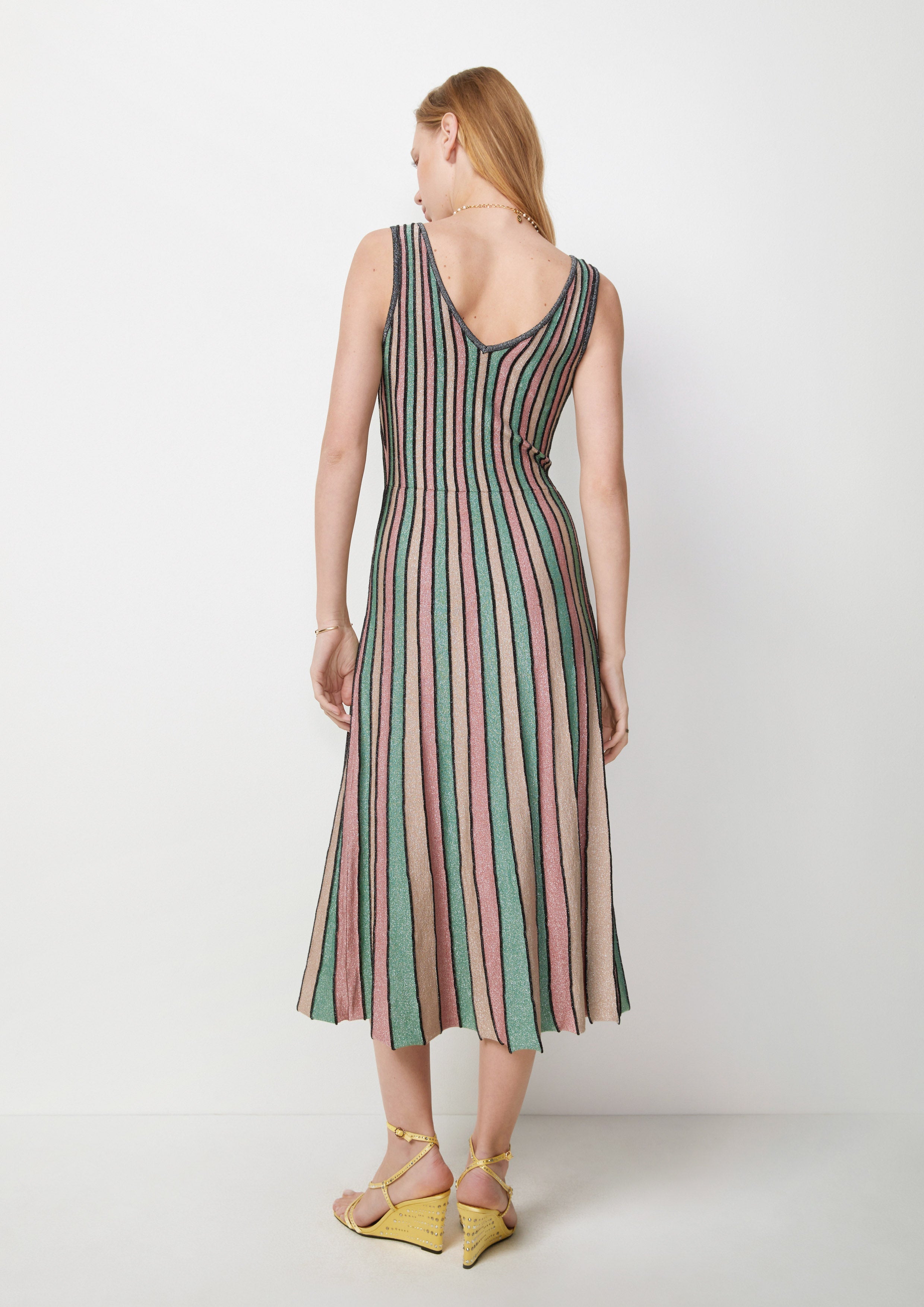 Shimmer Stripe Midi Knit Dress Pas De Deux