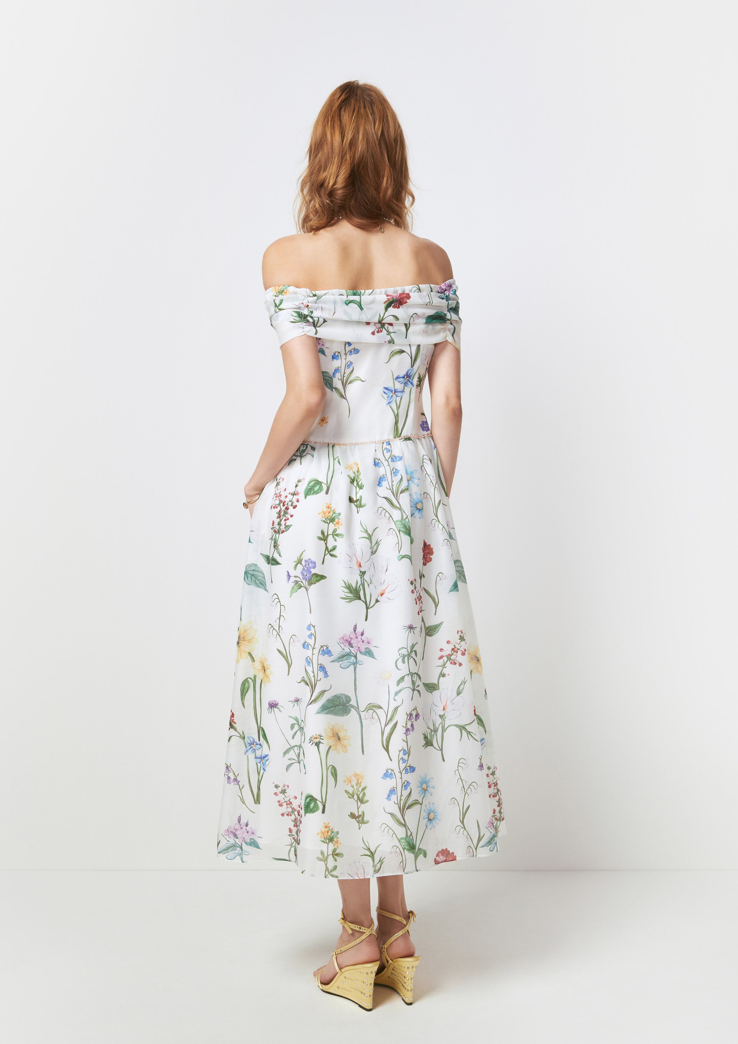 Floral Off-Shoulder Midi Dress Posy Bouquet