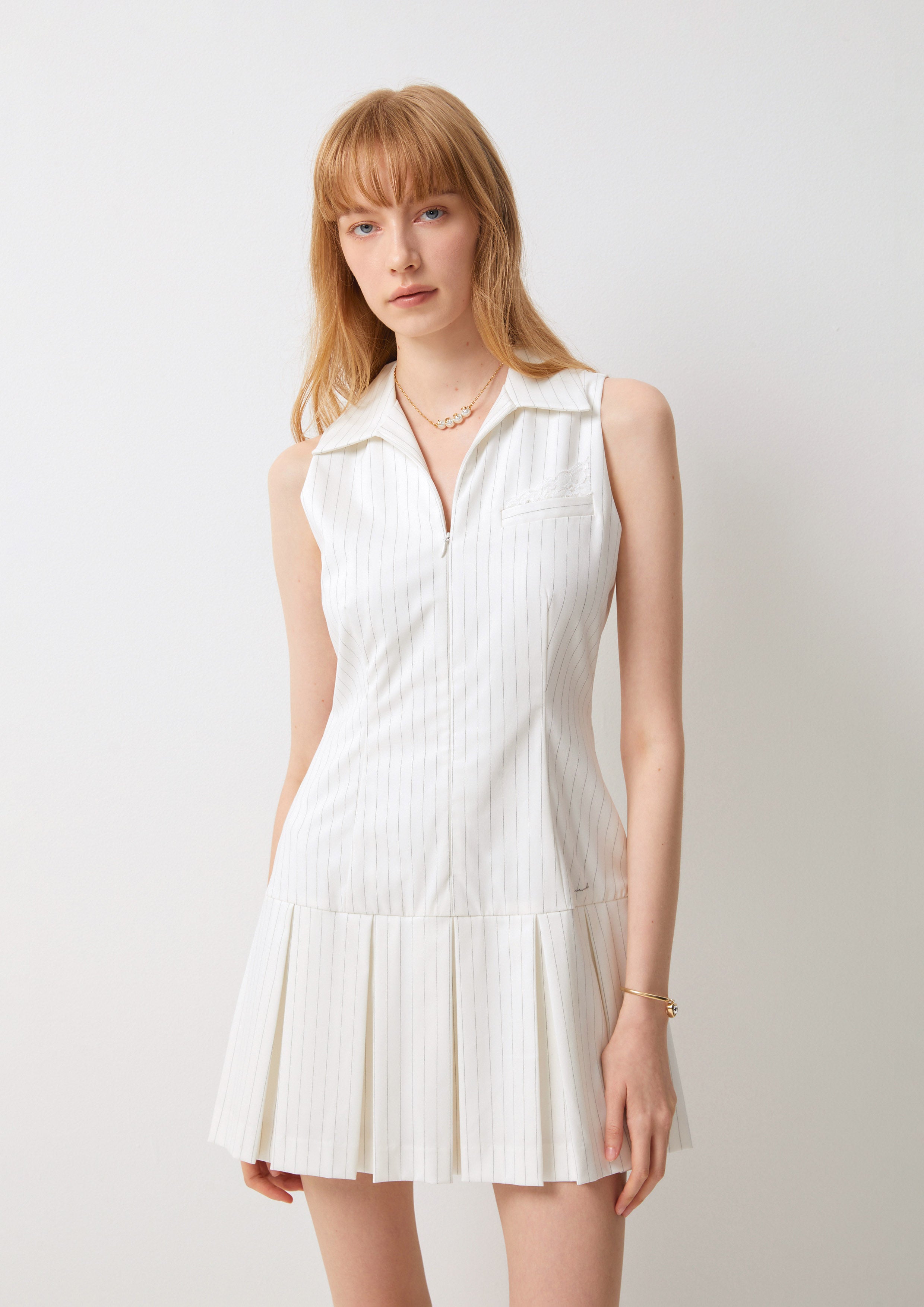 Pinstriped Sleeveless Mini Dress Cool Girl