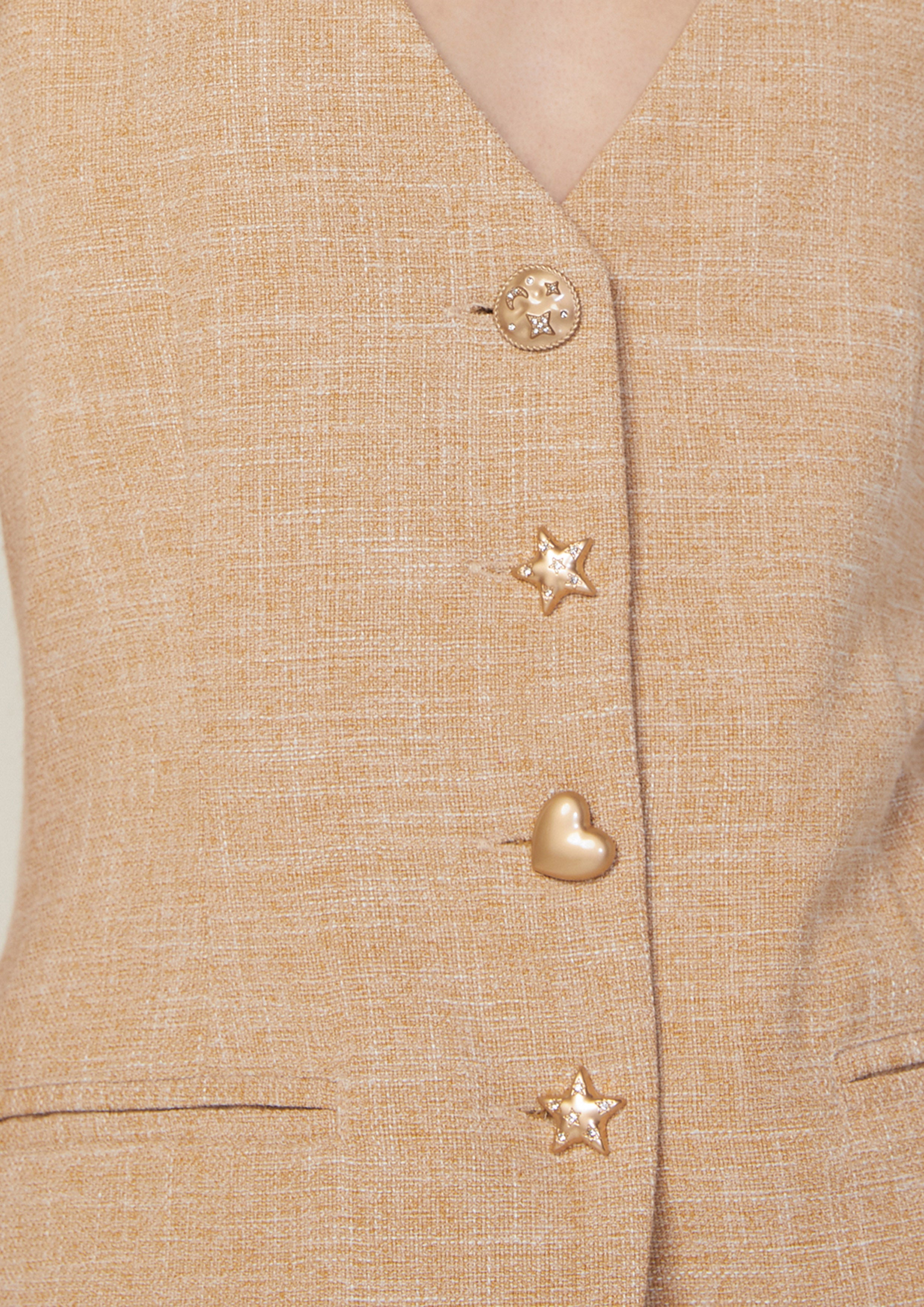 Textured Vest With Charm Buttons Joyful Bloom