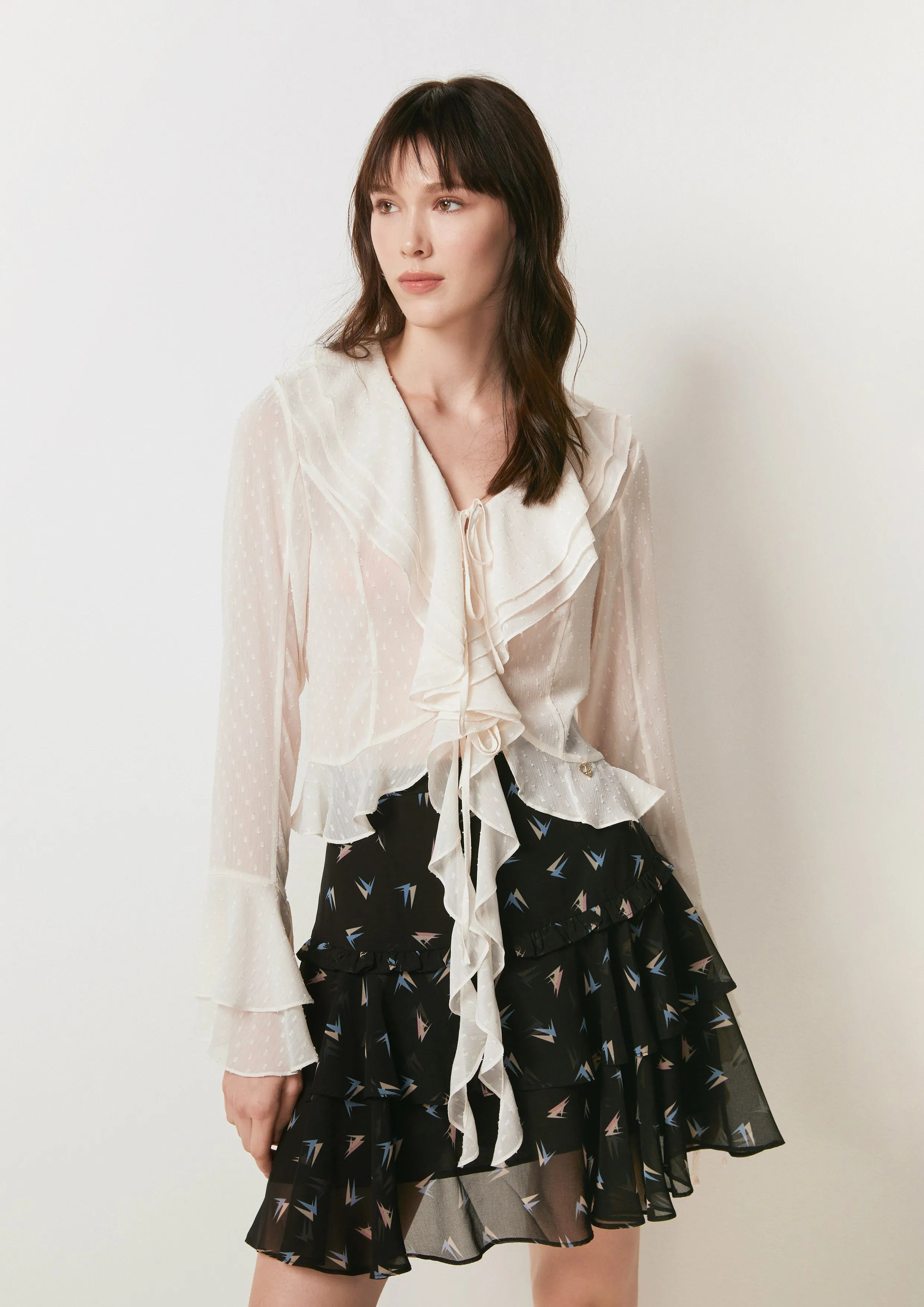 Ruffled Tie-Neck Blouse You're Truited