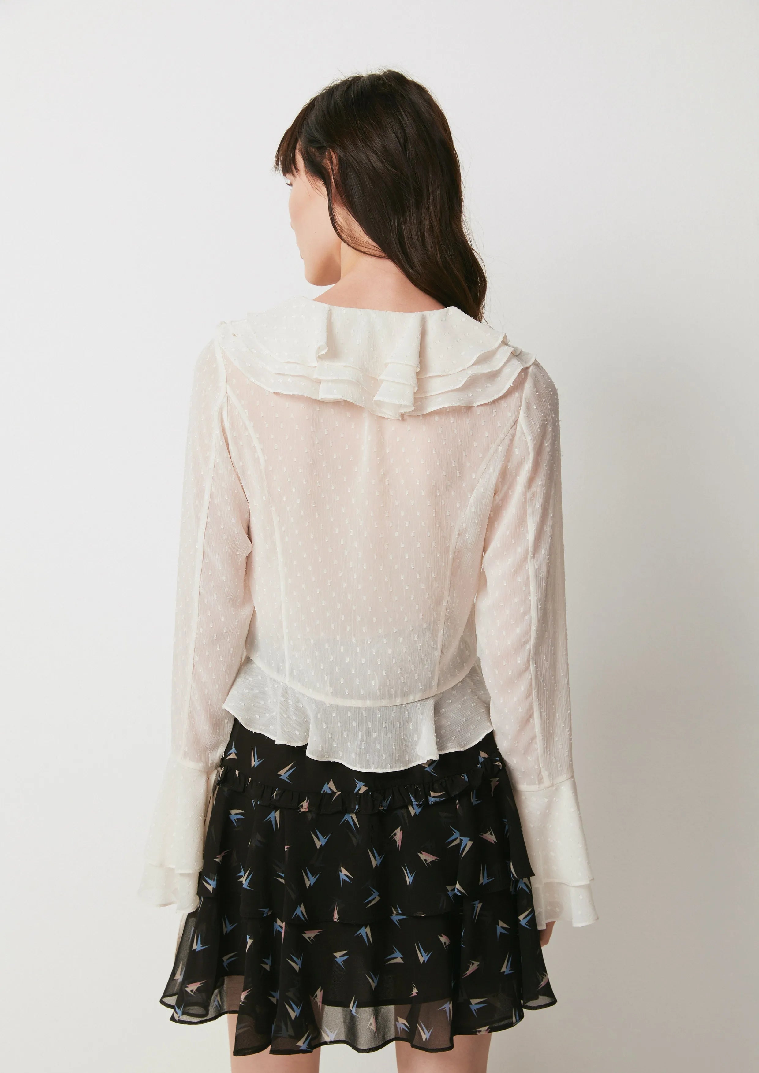 Ruffled Tie-Neck Blouse You're Truited