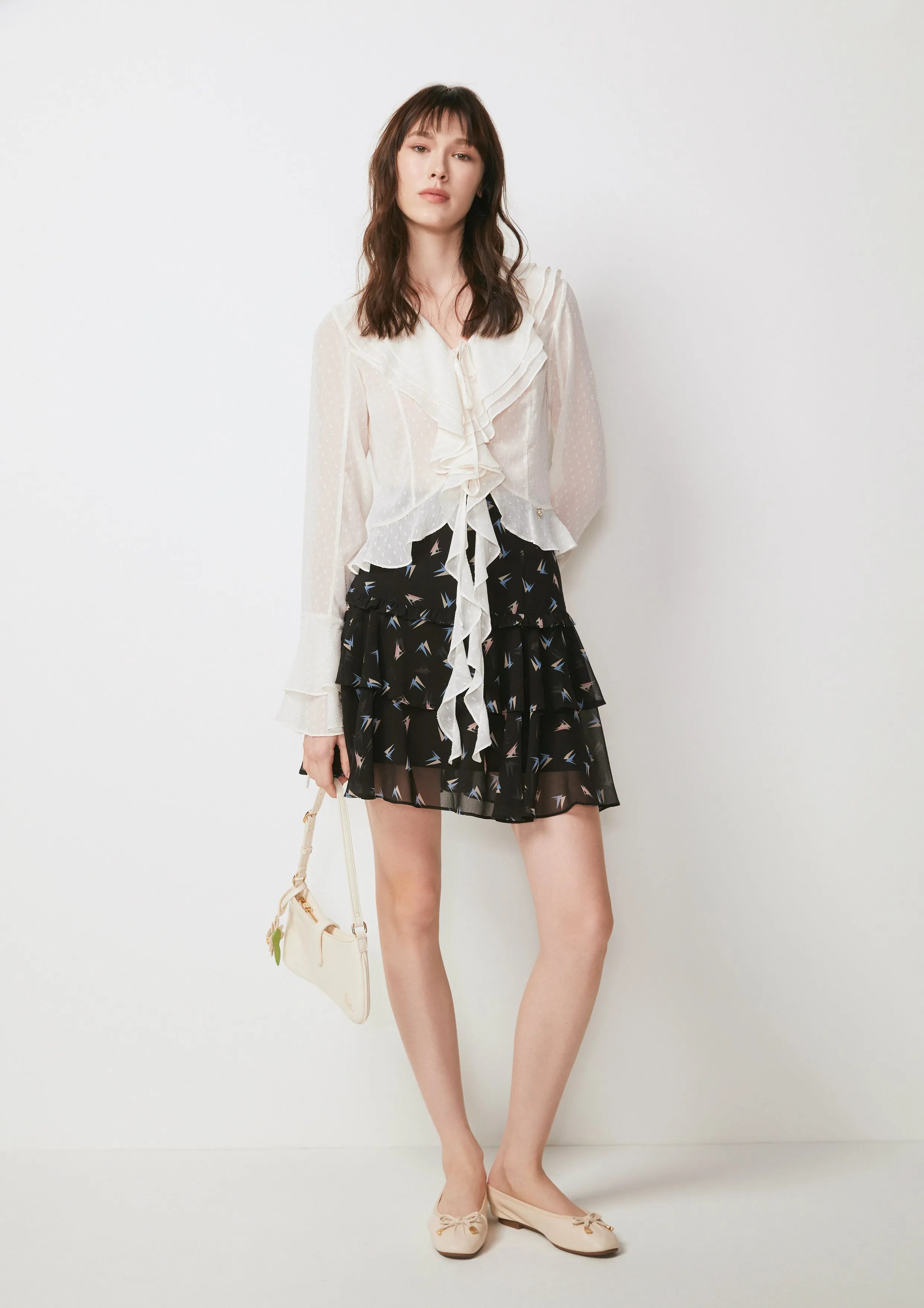 Ruffled Tie-Neck Blouse You're Truited