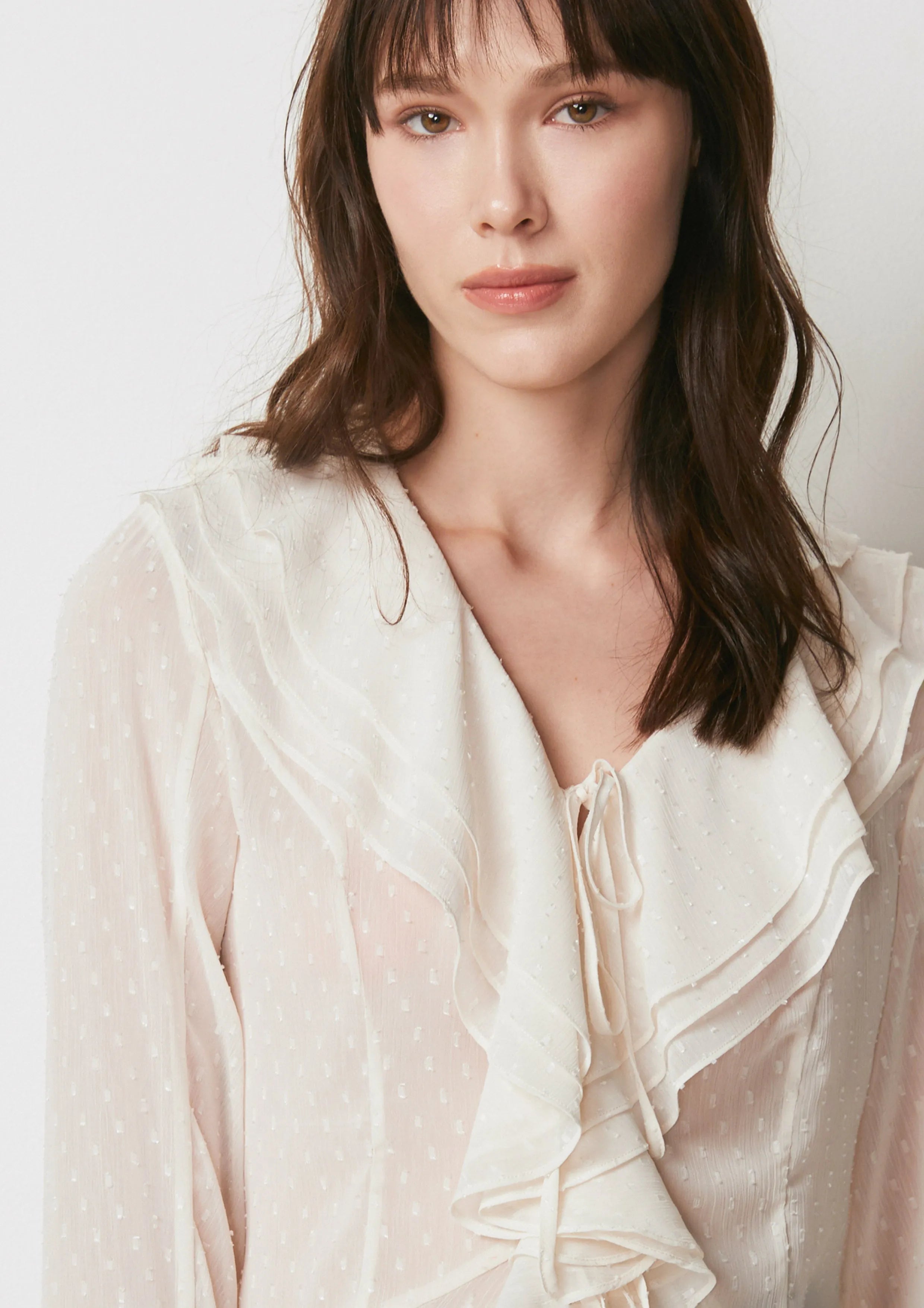 Ruffled Tie-Neck Blouse You're Truited