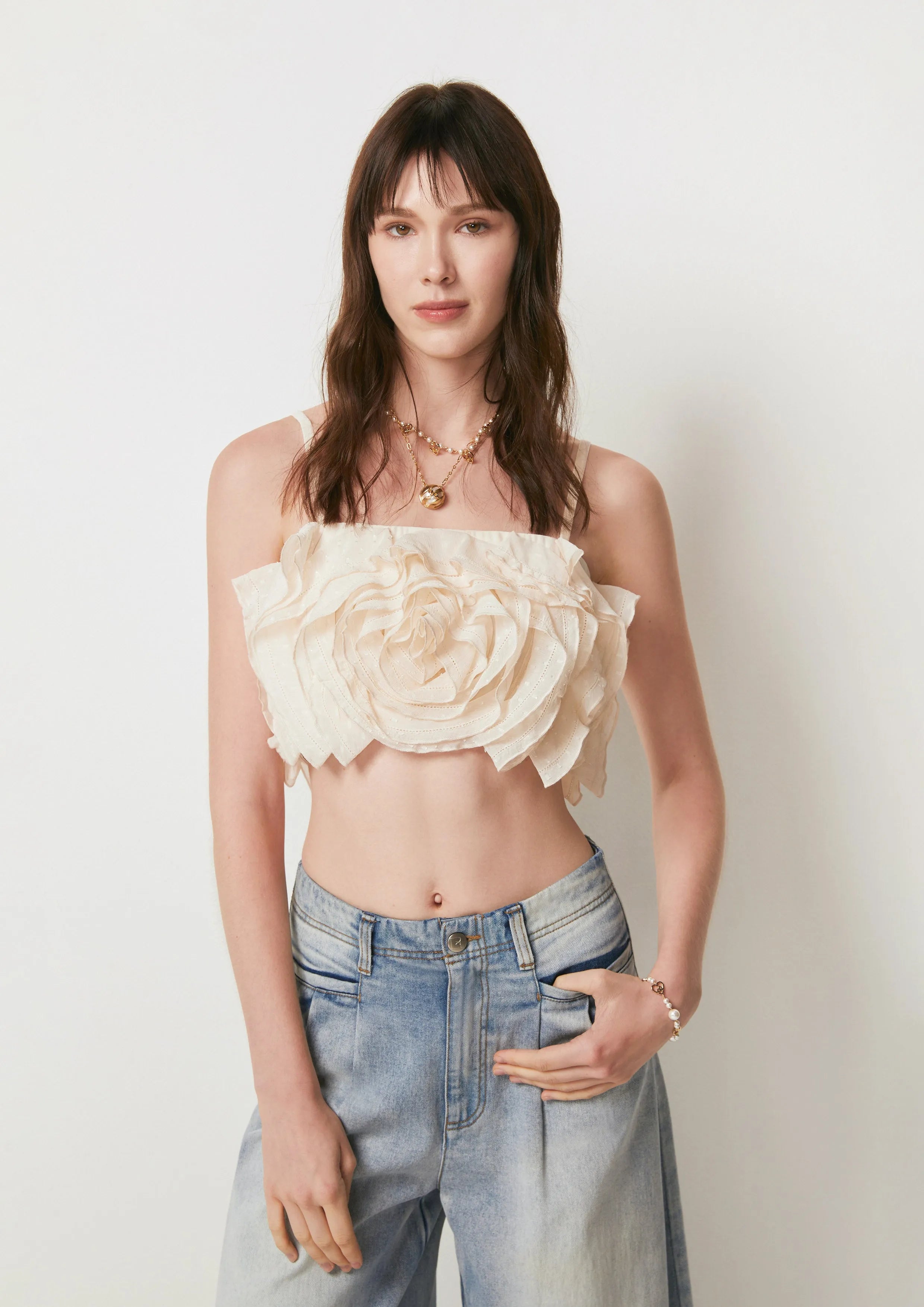 Rose Ruffle Crop Top You're Truited