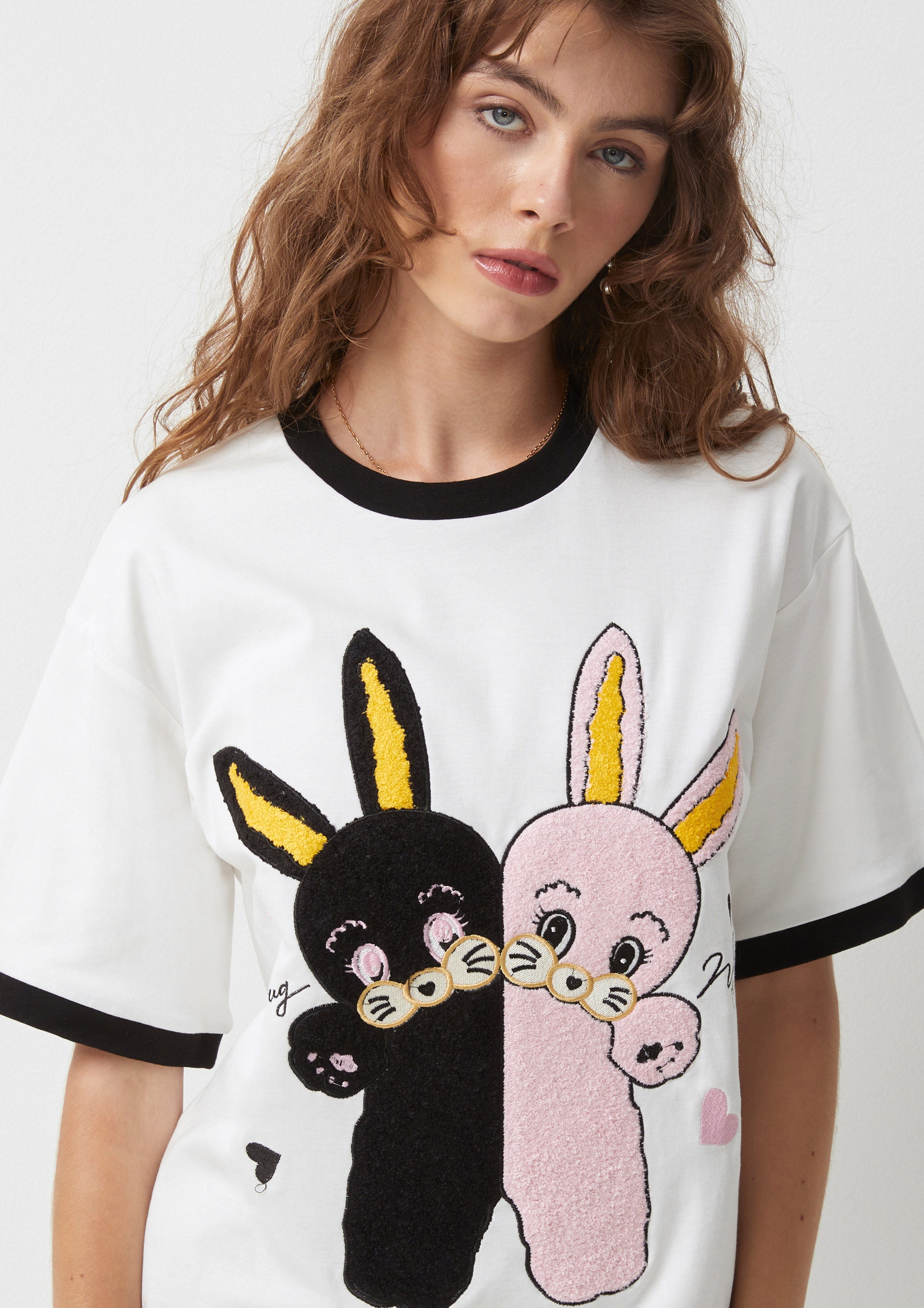 Twin Rabbit Ringer Tee Symphony of Petals