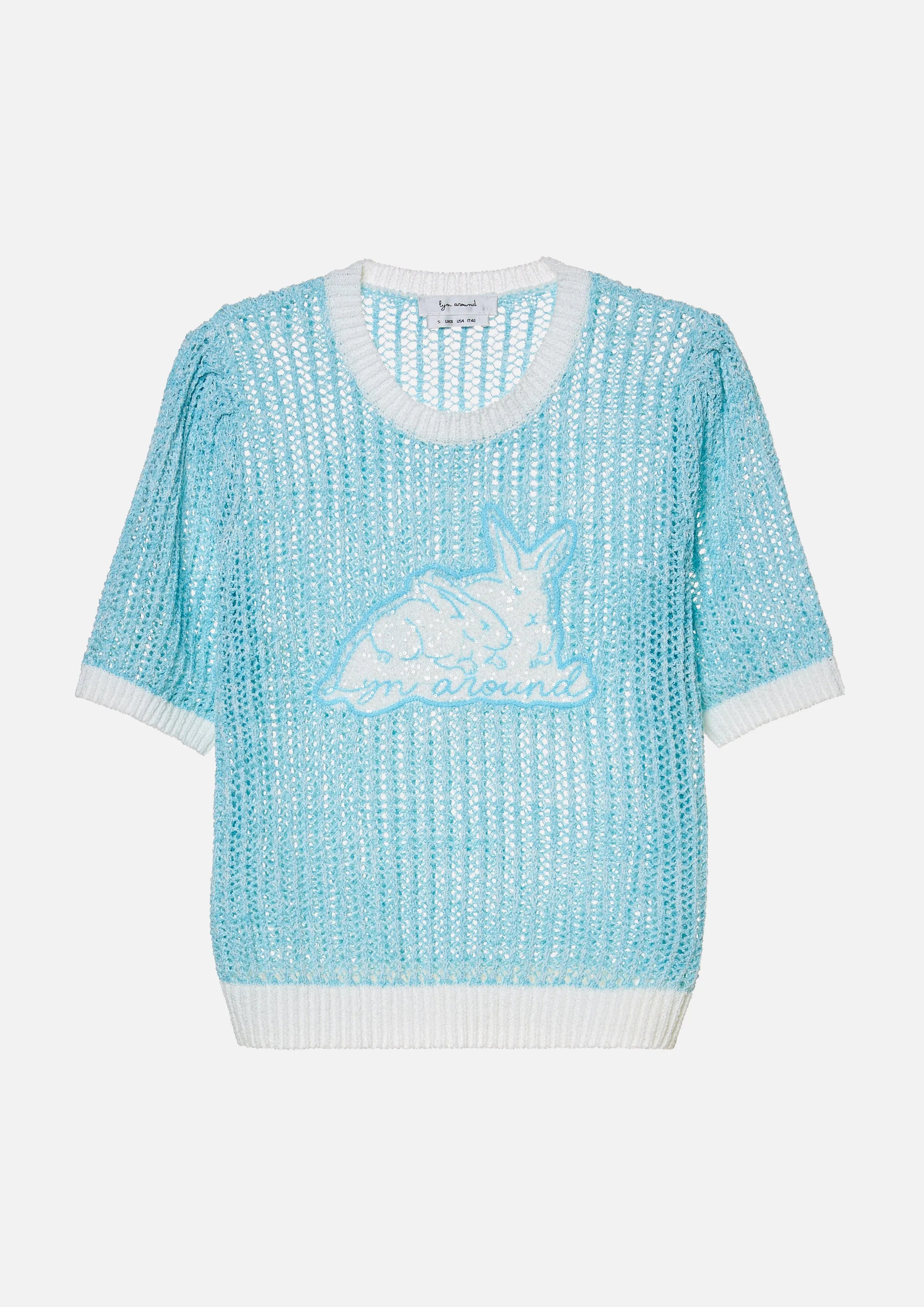 Bunnies Sequined Mesh Knit Top Best Bunnies