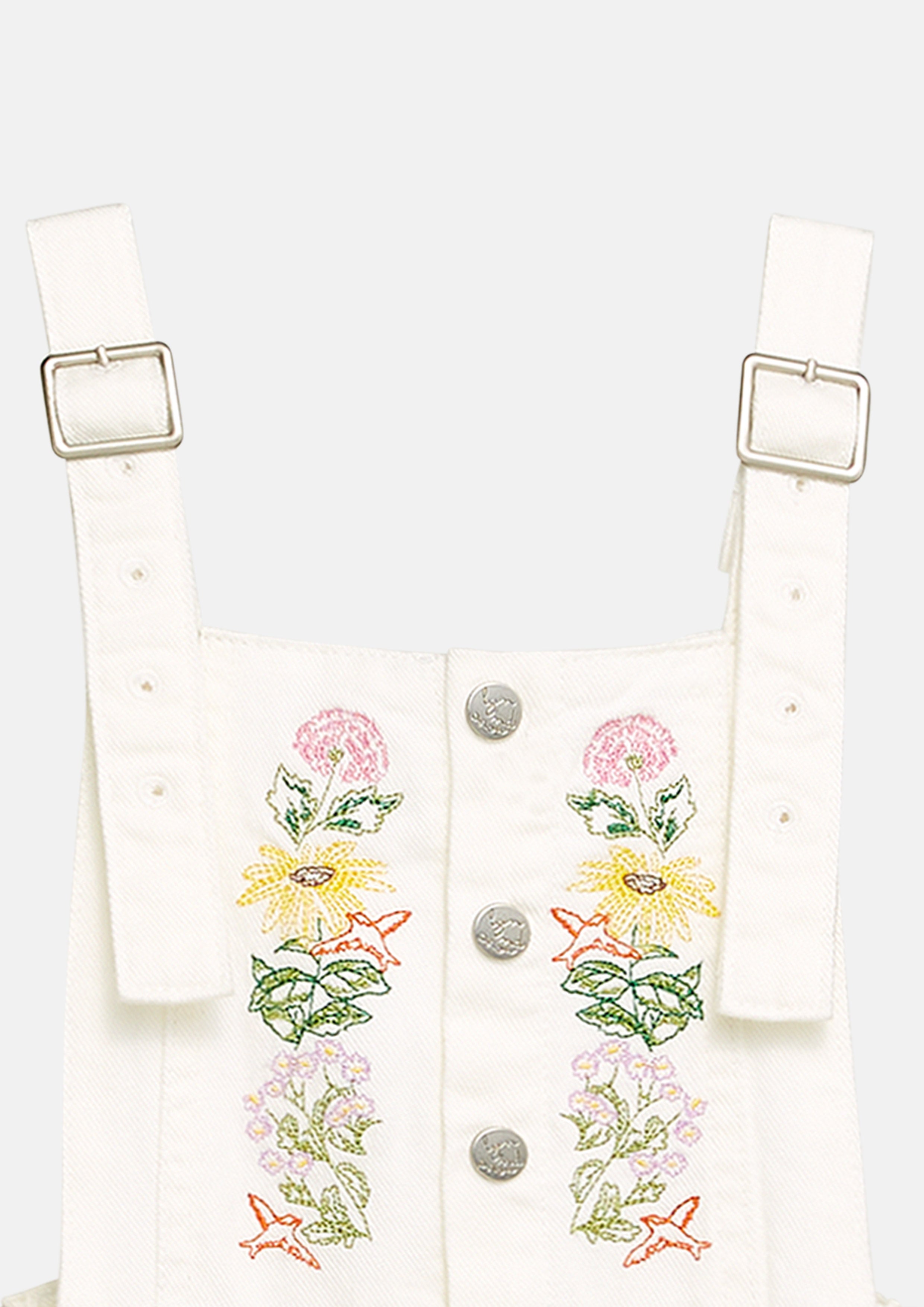 Floral Wide-Leg Overall For Girls Flower Field