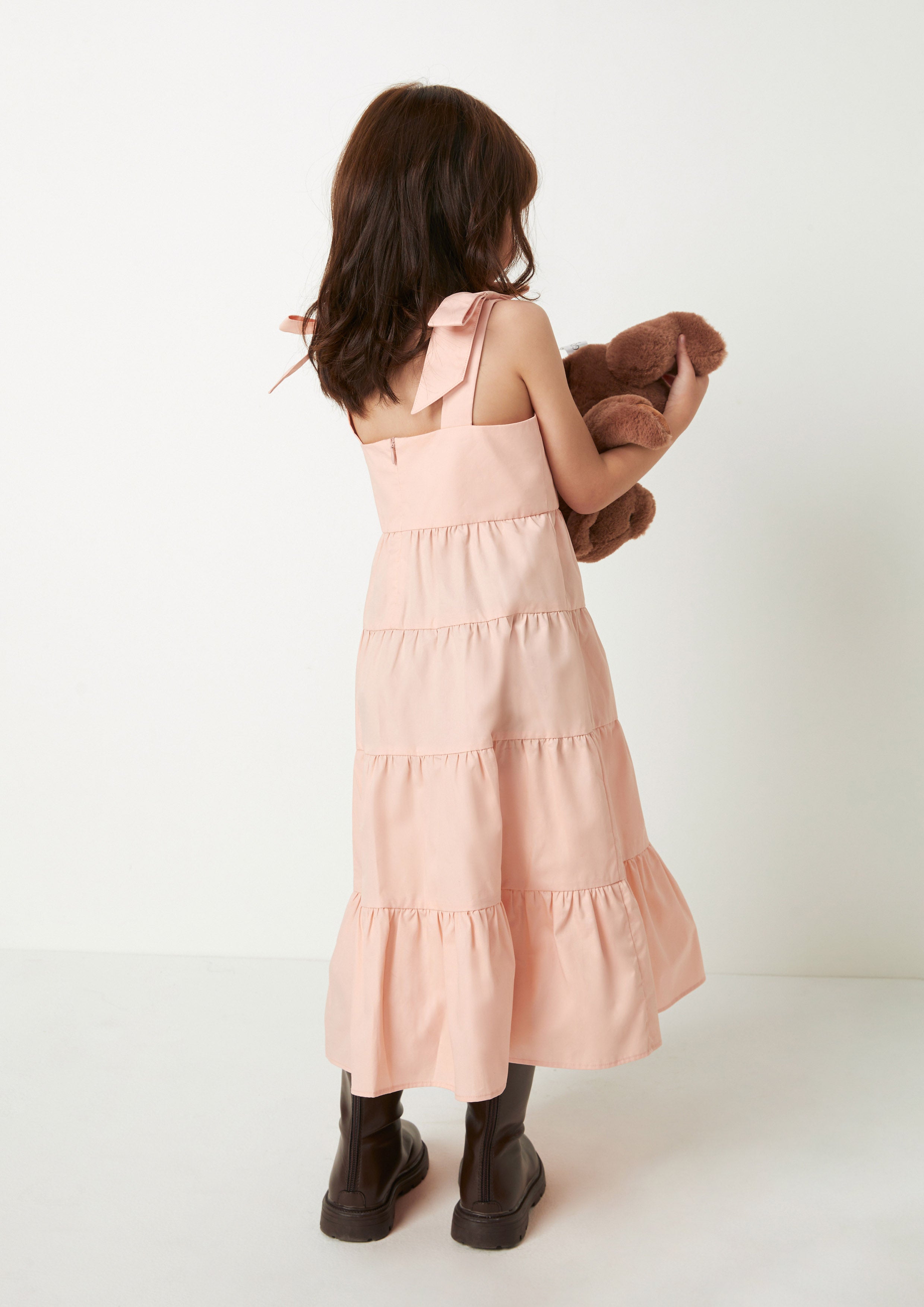 Mini Tiered Bow Strap Dress For Girls Symphony of Joy