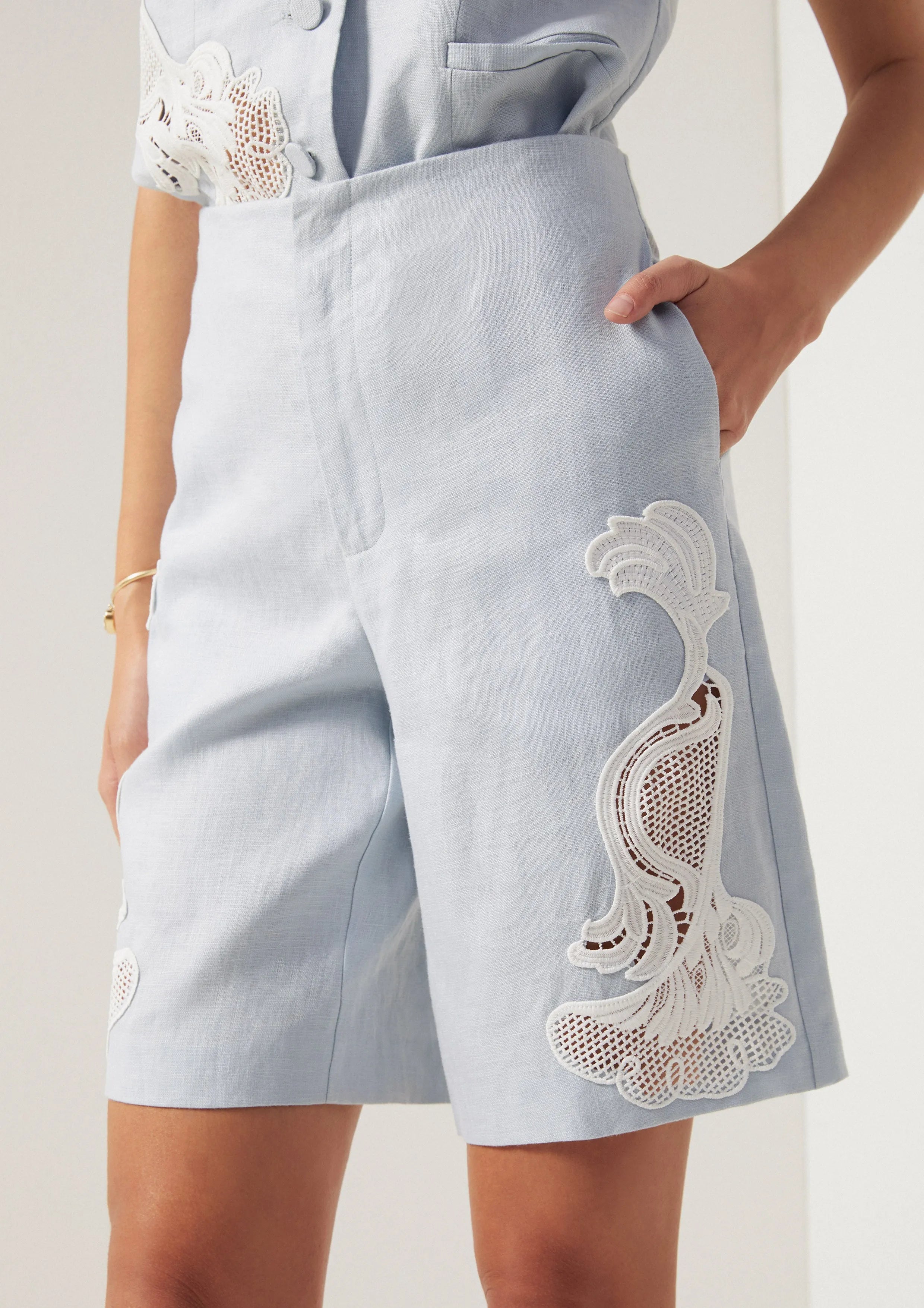 Lace Appliqué Bermuda Shorts