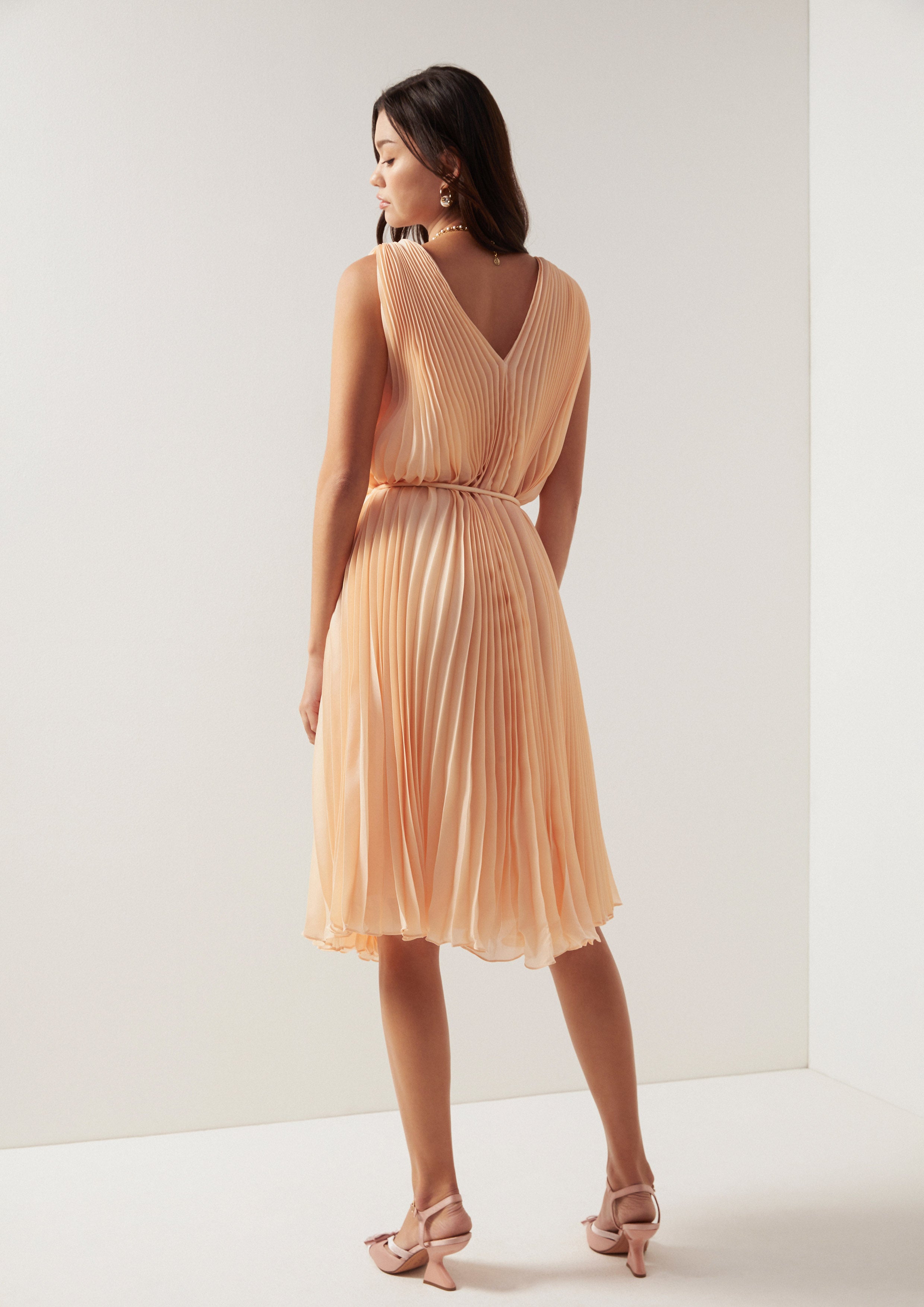 Pleated Blossom Midi Dress