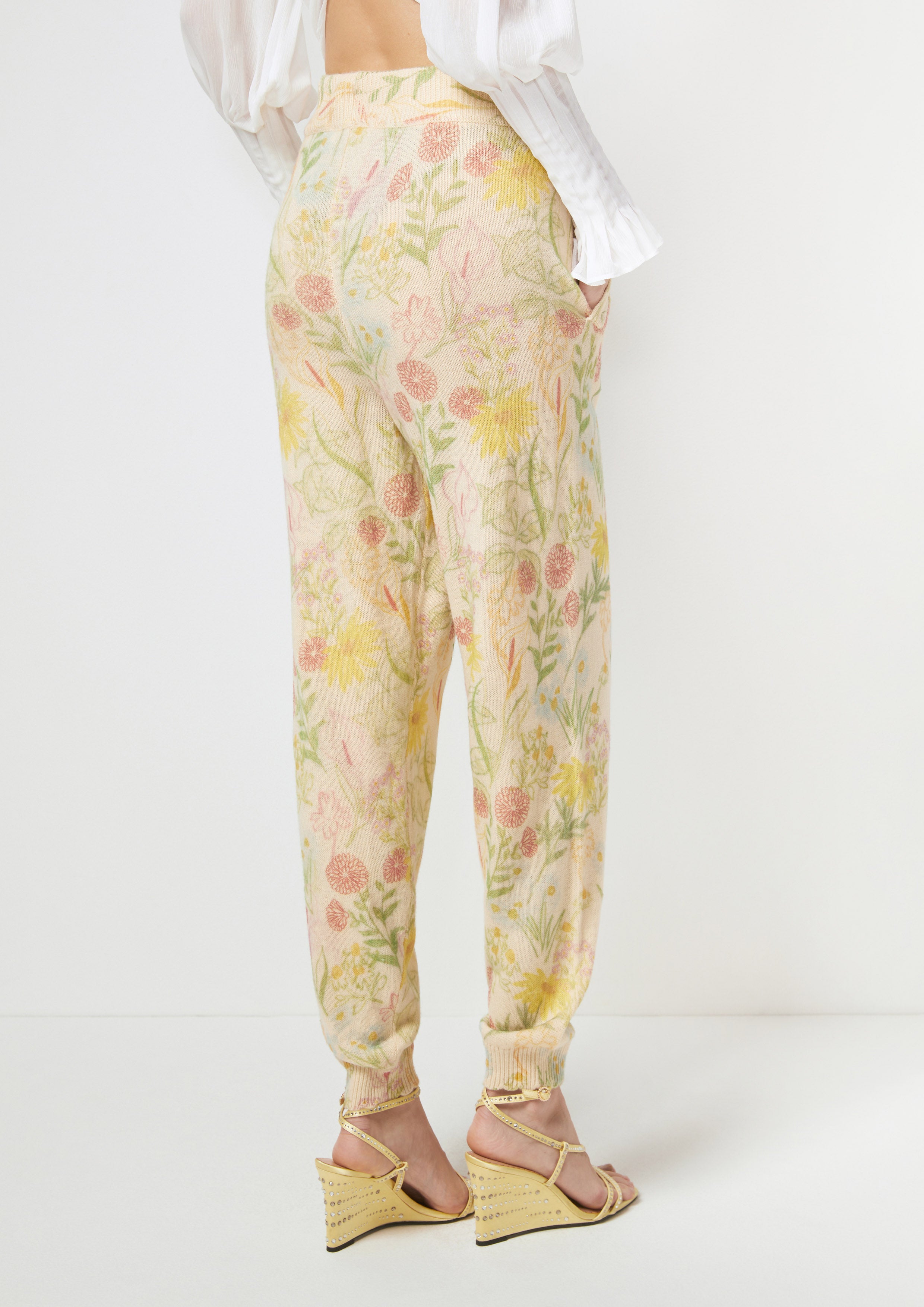 Floral Relax-Fit Knitted Pants Flower Field