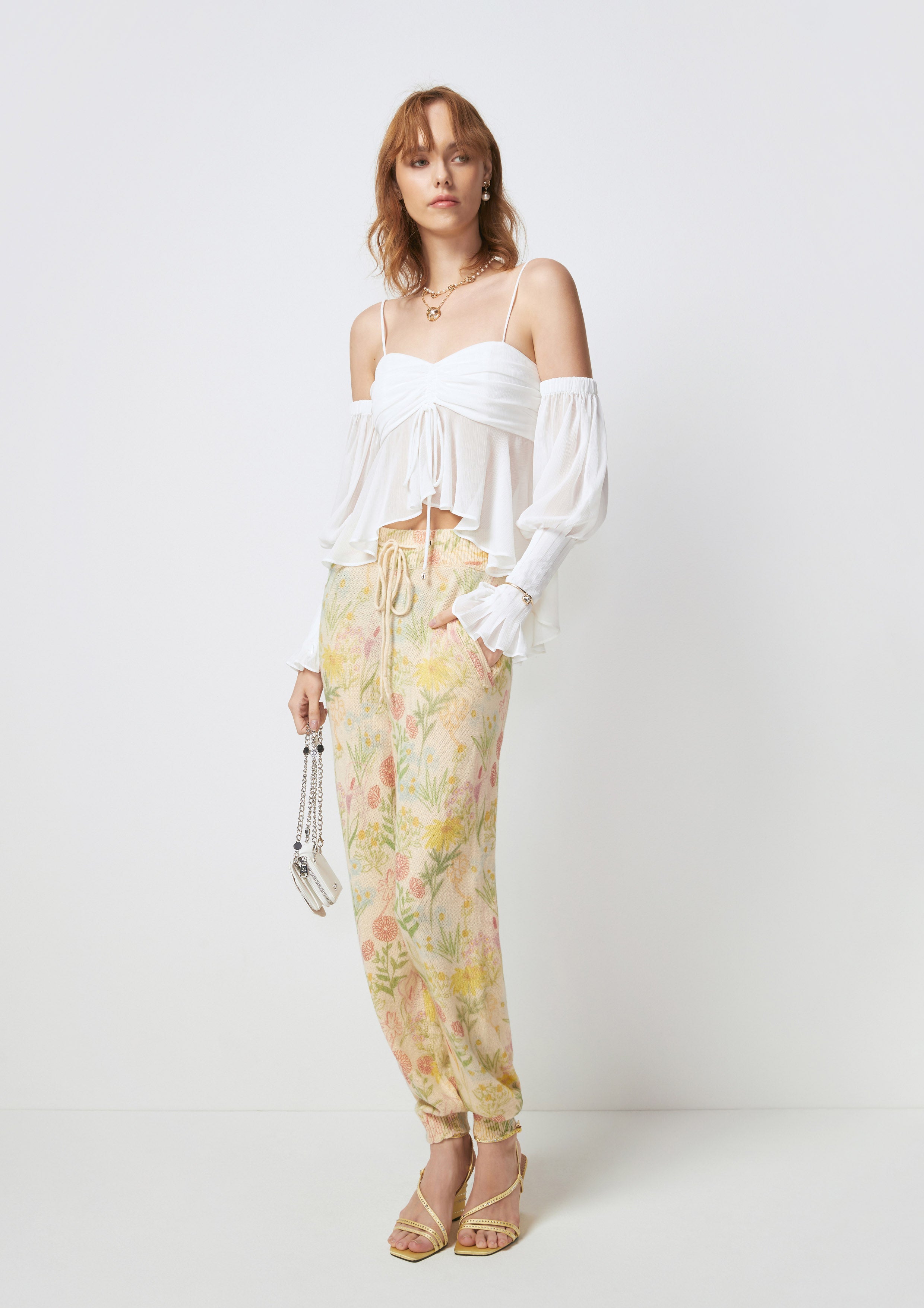 Floral Relax-Fit Knitted Pants Flower Field