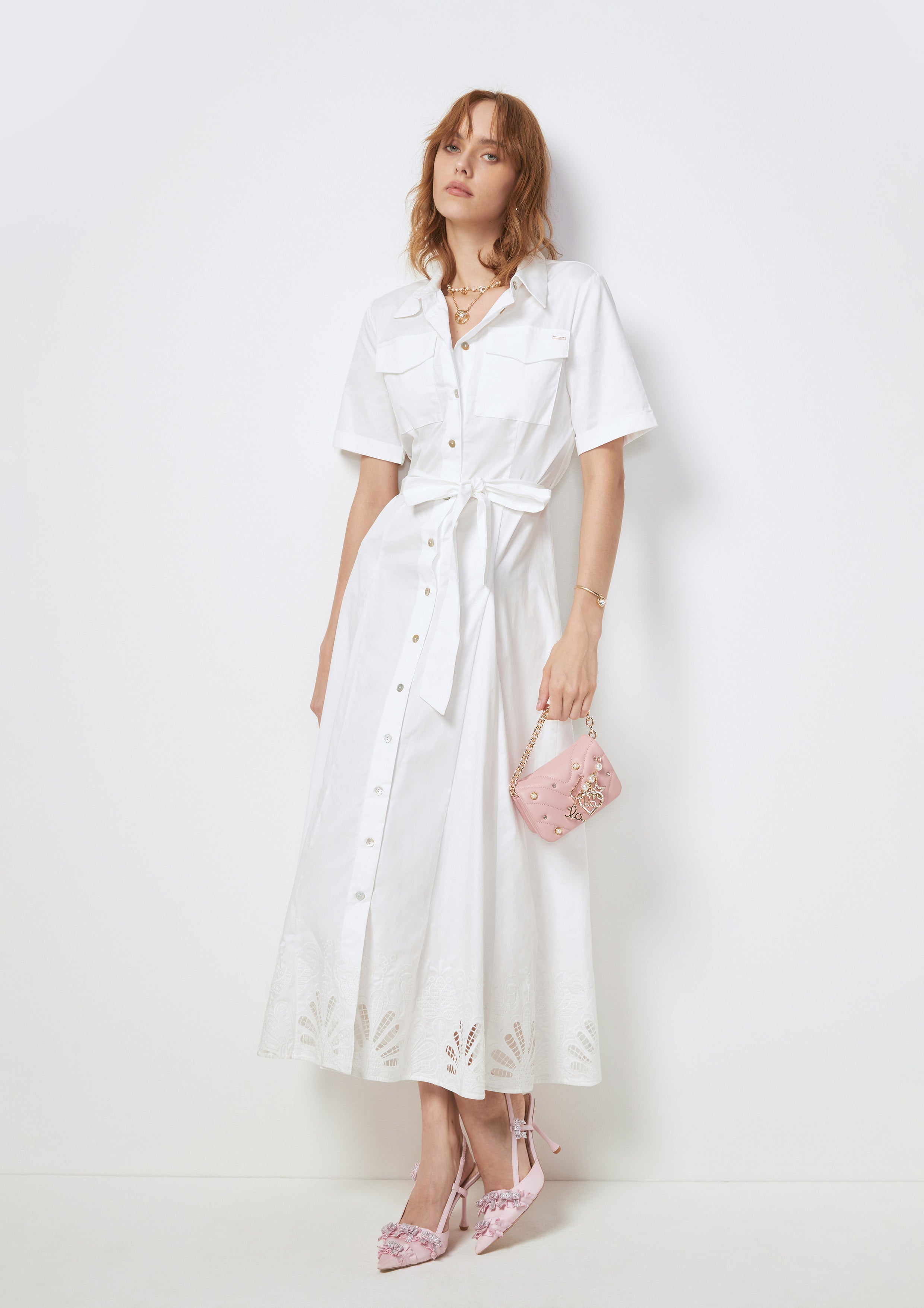 Short Sleeve Mini Shirt Dress Posy Bouquet