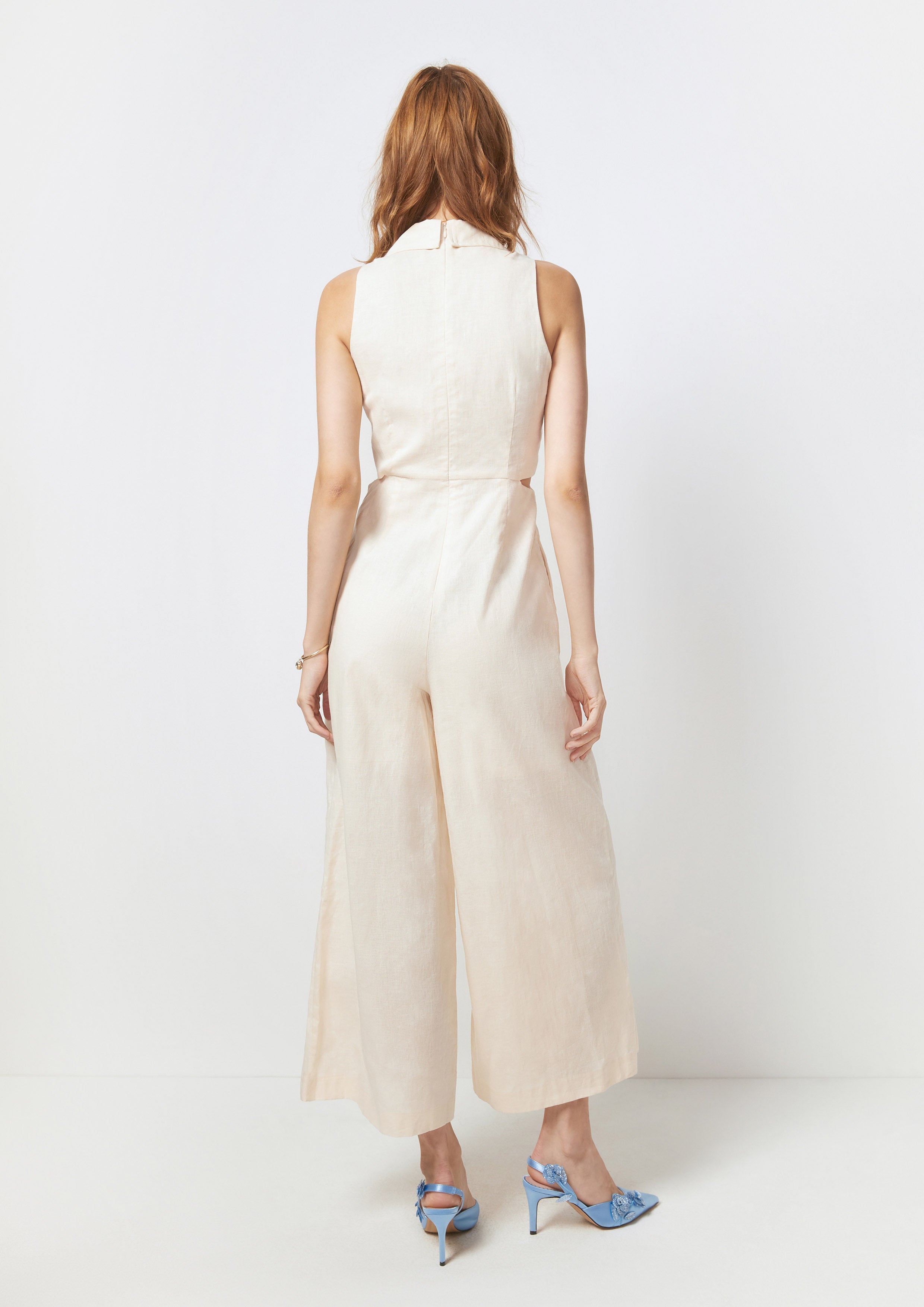 Gathered Knot Sleeveless Jumpsuit Flower Field