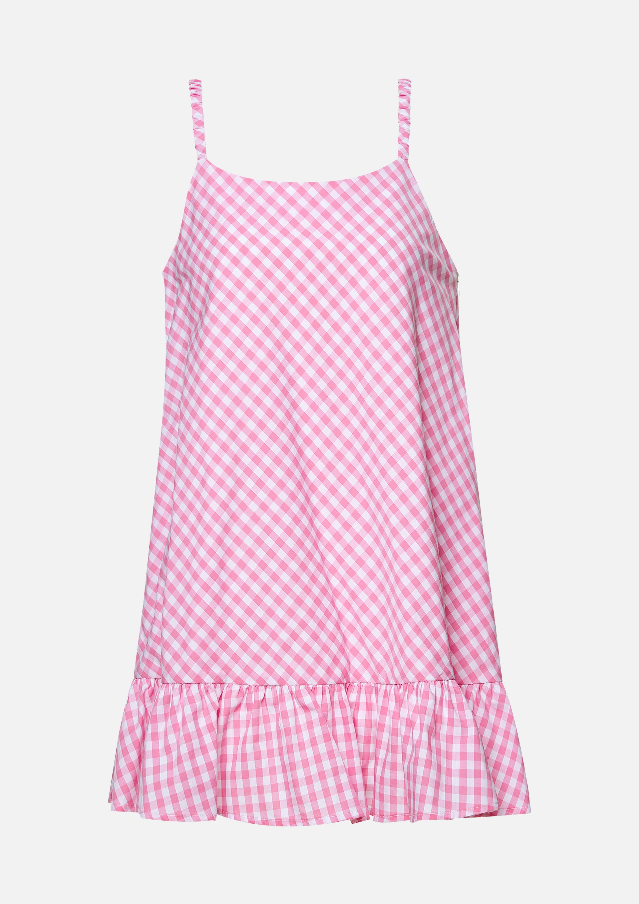 Gingham Ruffle Hem Mini Cami Dress Tartan Lover