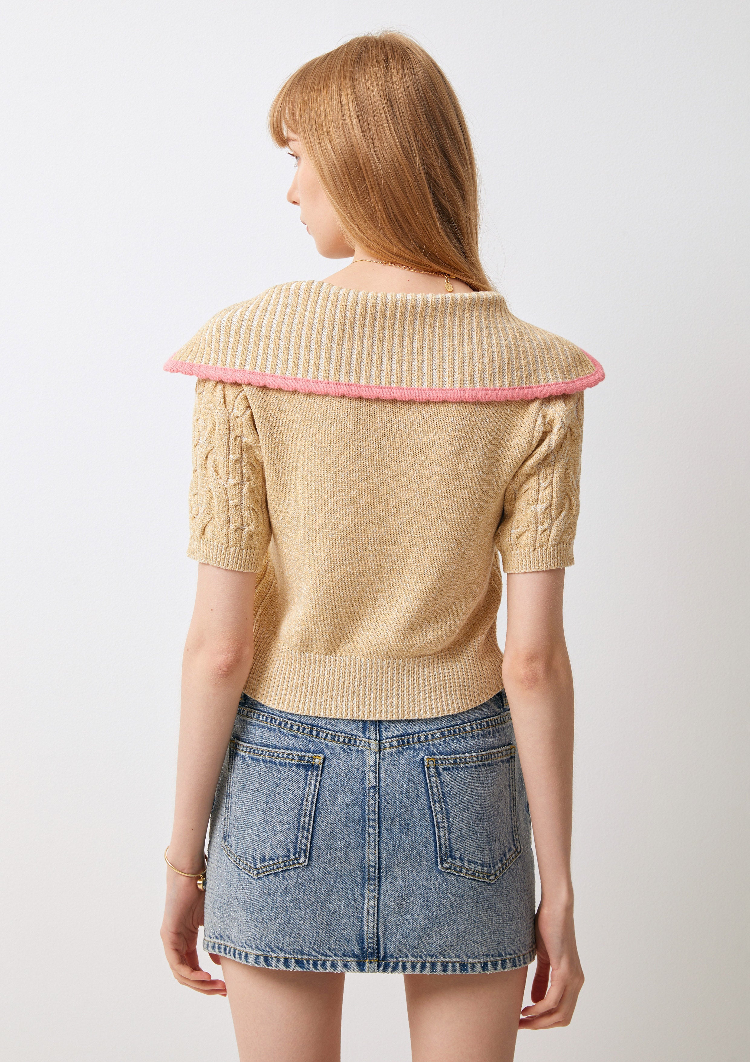 Cable Knit Crop Sleeveless Cardigan Pas De Deux