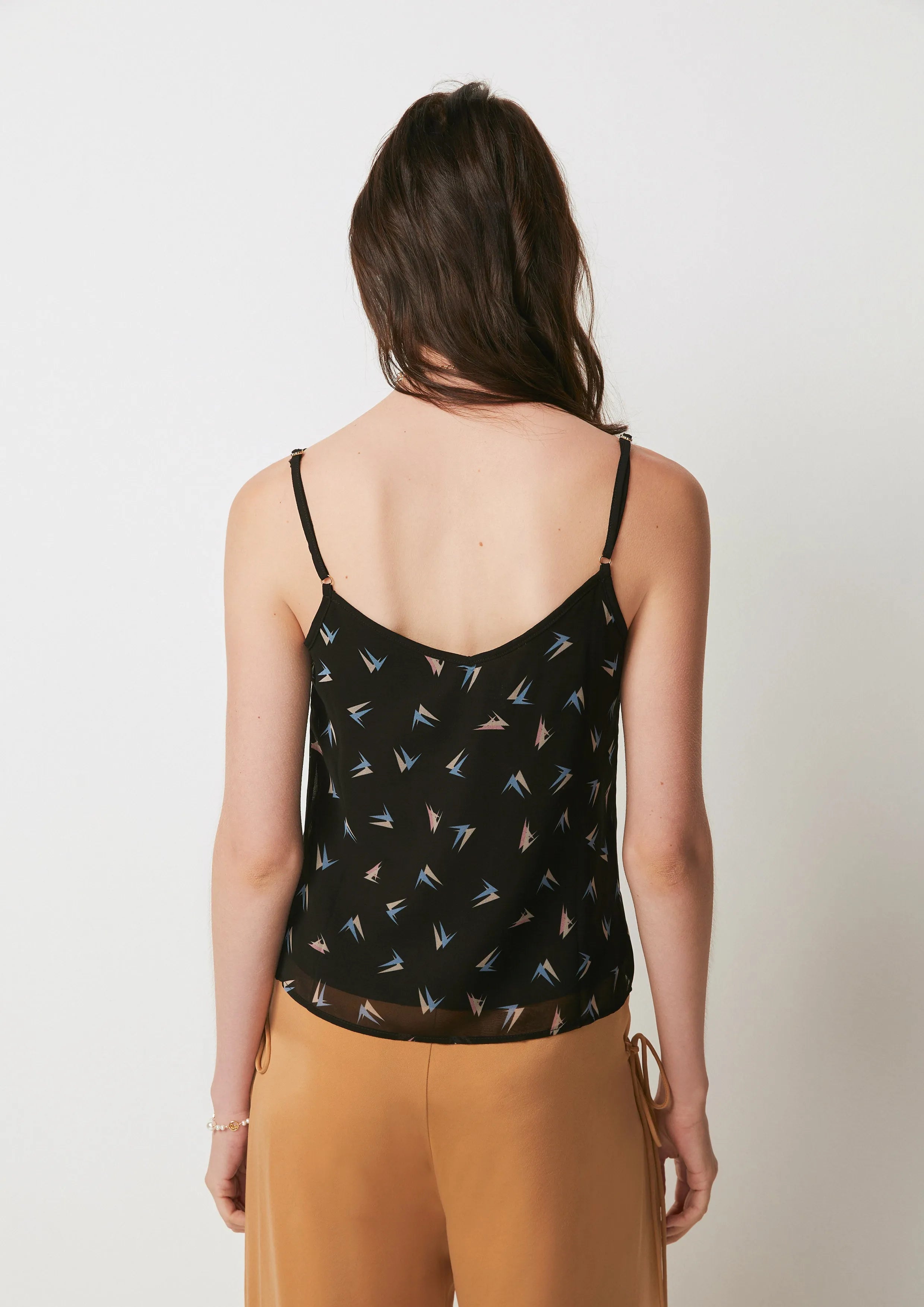 Geometric Monogram Spaghetti Strap Top La La Land