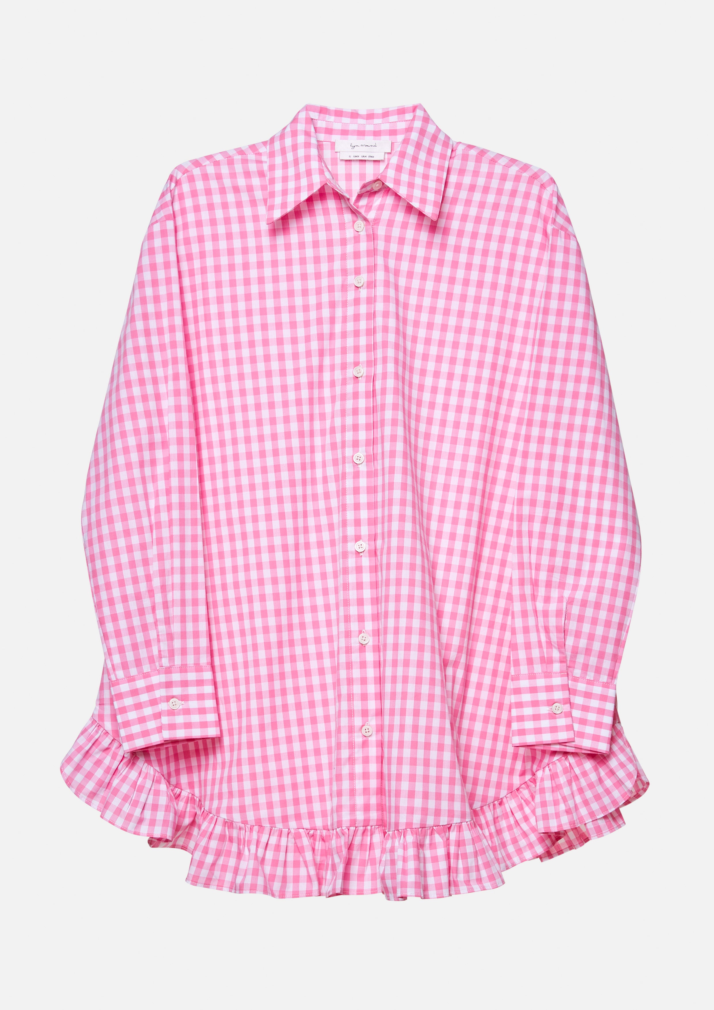 Checkered Ruffle Hem Oversized Shirt Tartan Lover