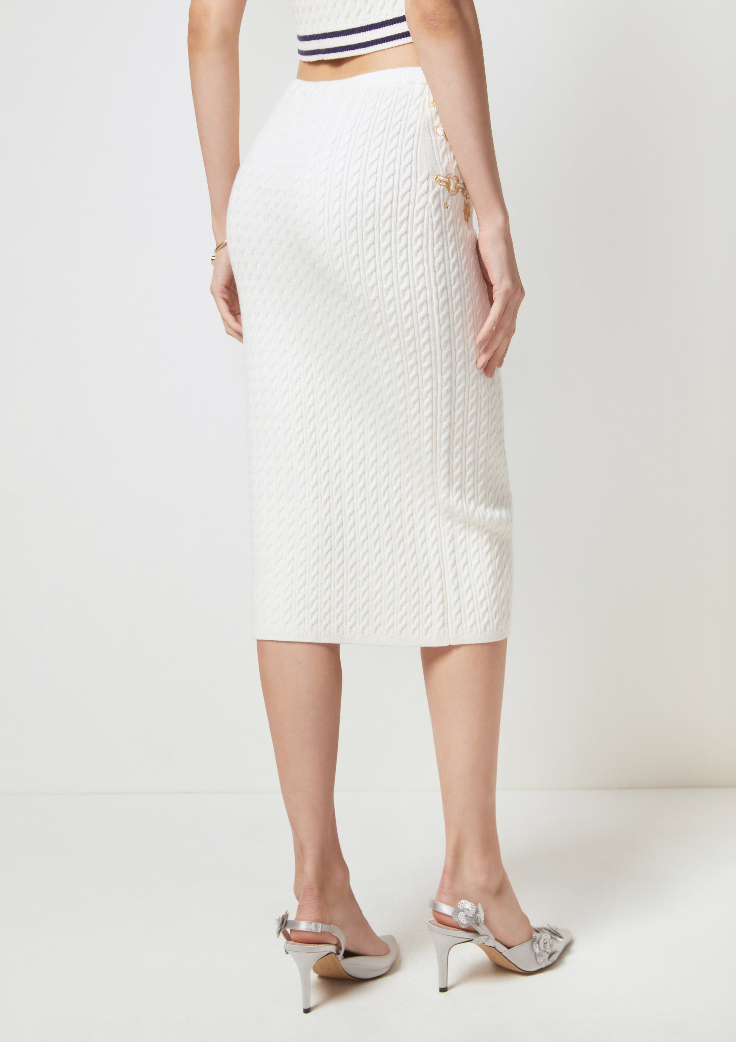 Cascade Chain Cable Knit Midi Skirt Dreamscape Memories