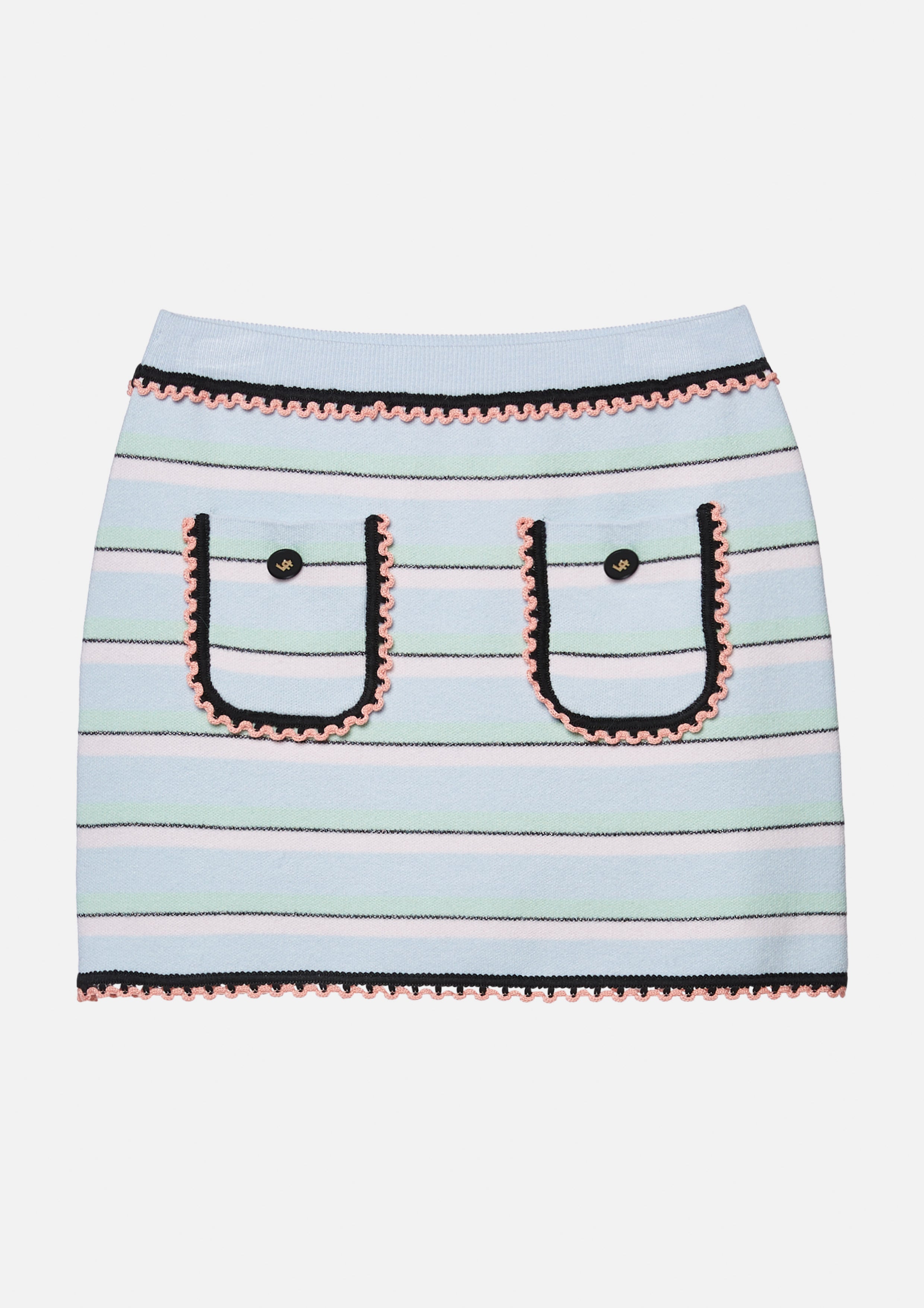 Striped Patched Pockets Mini Skirt Parallel Play