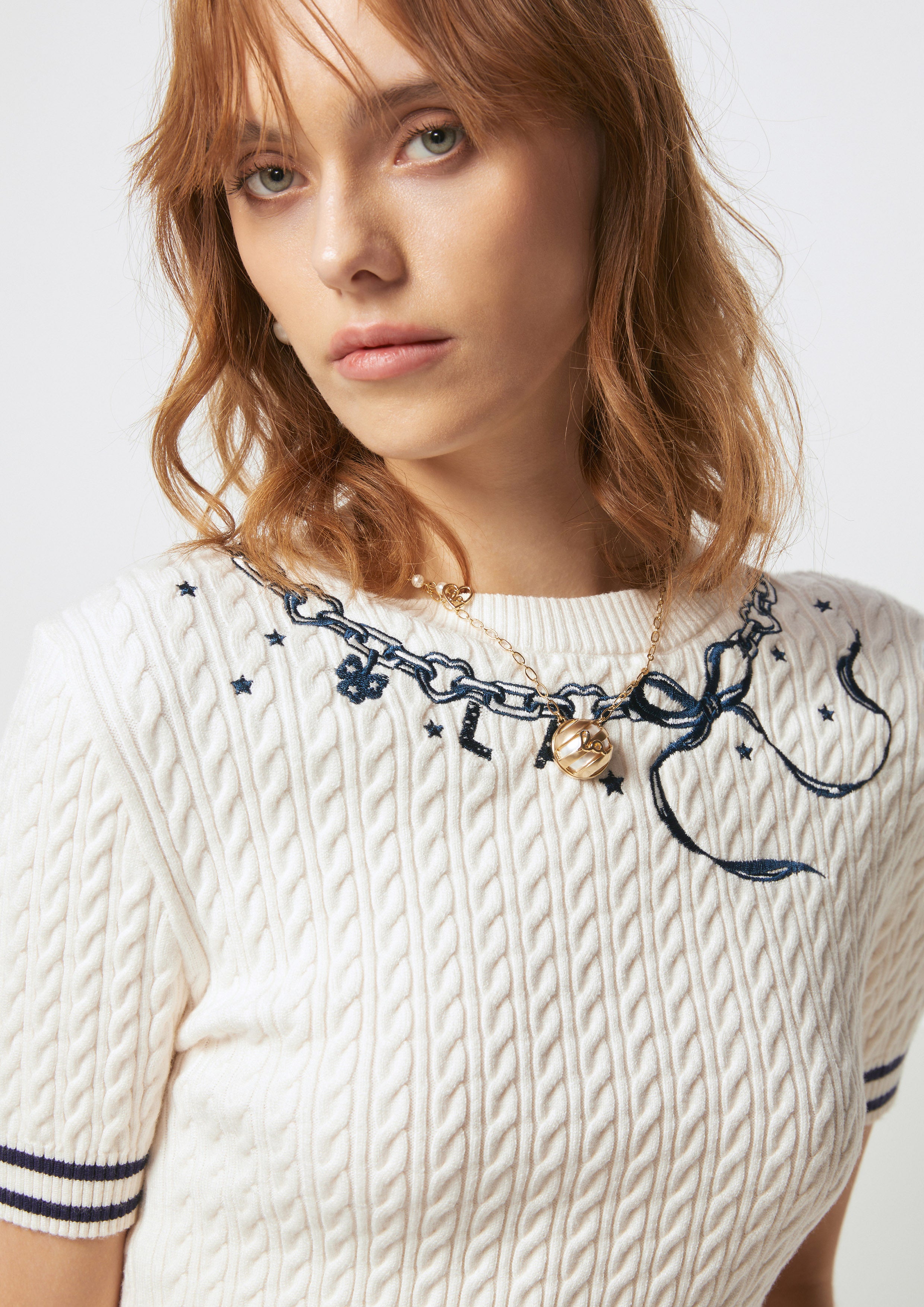 Chain Cropped Cable Knit Top Dreamscape Memories