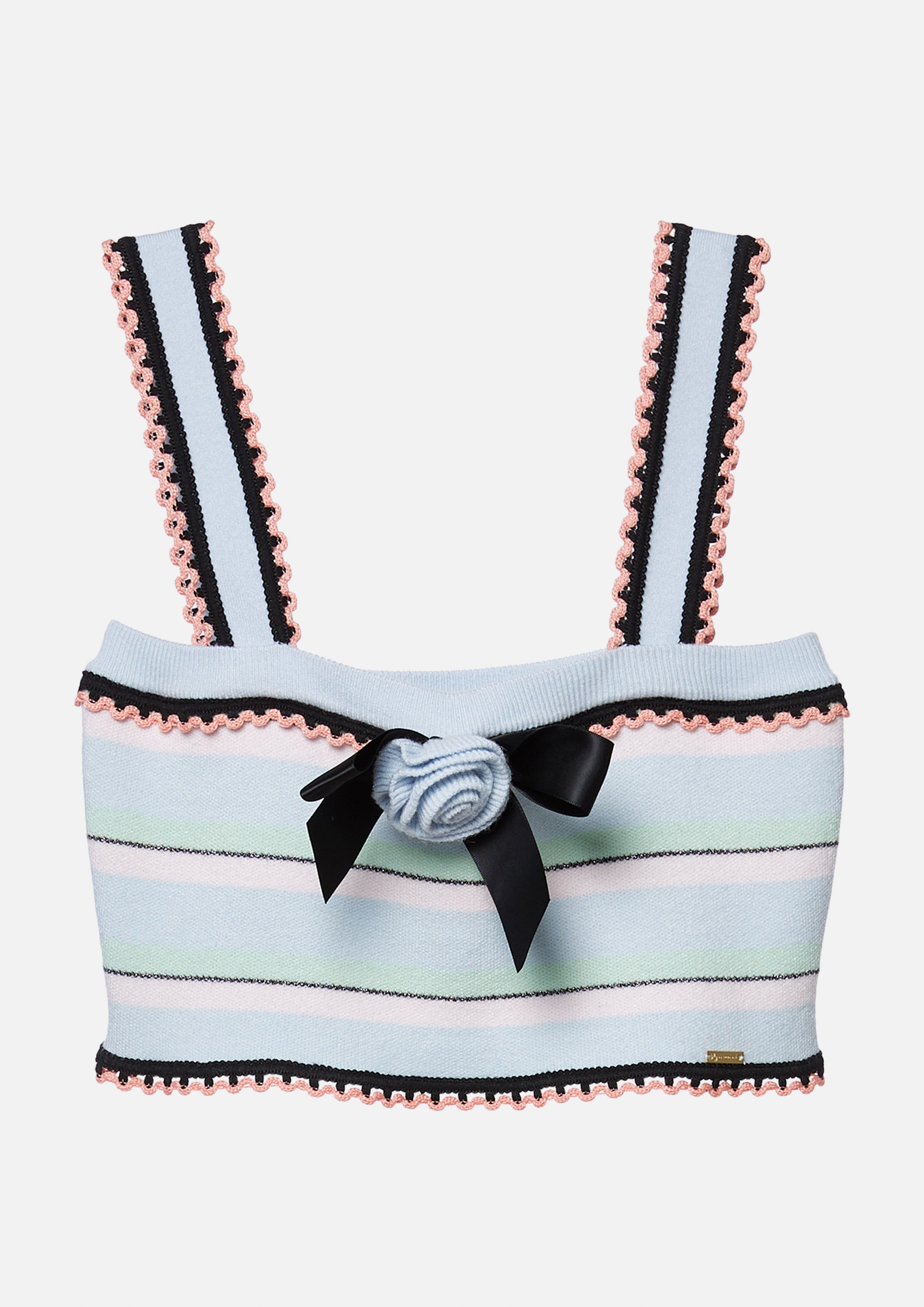 Striped Scallop-Trim Crop Top Parallel Play