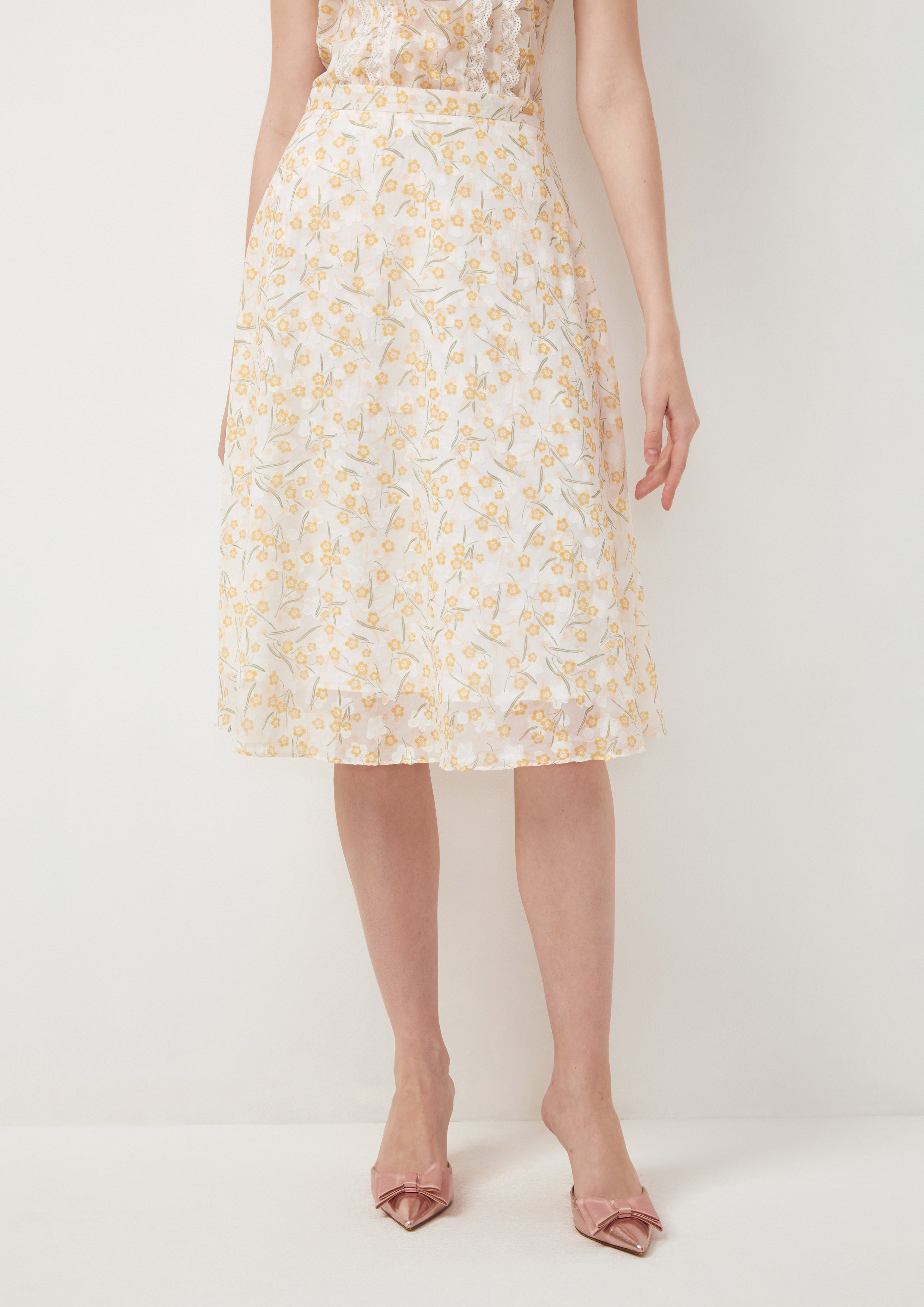 Floral Print Midi Skirt Joyful Bloom