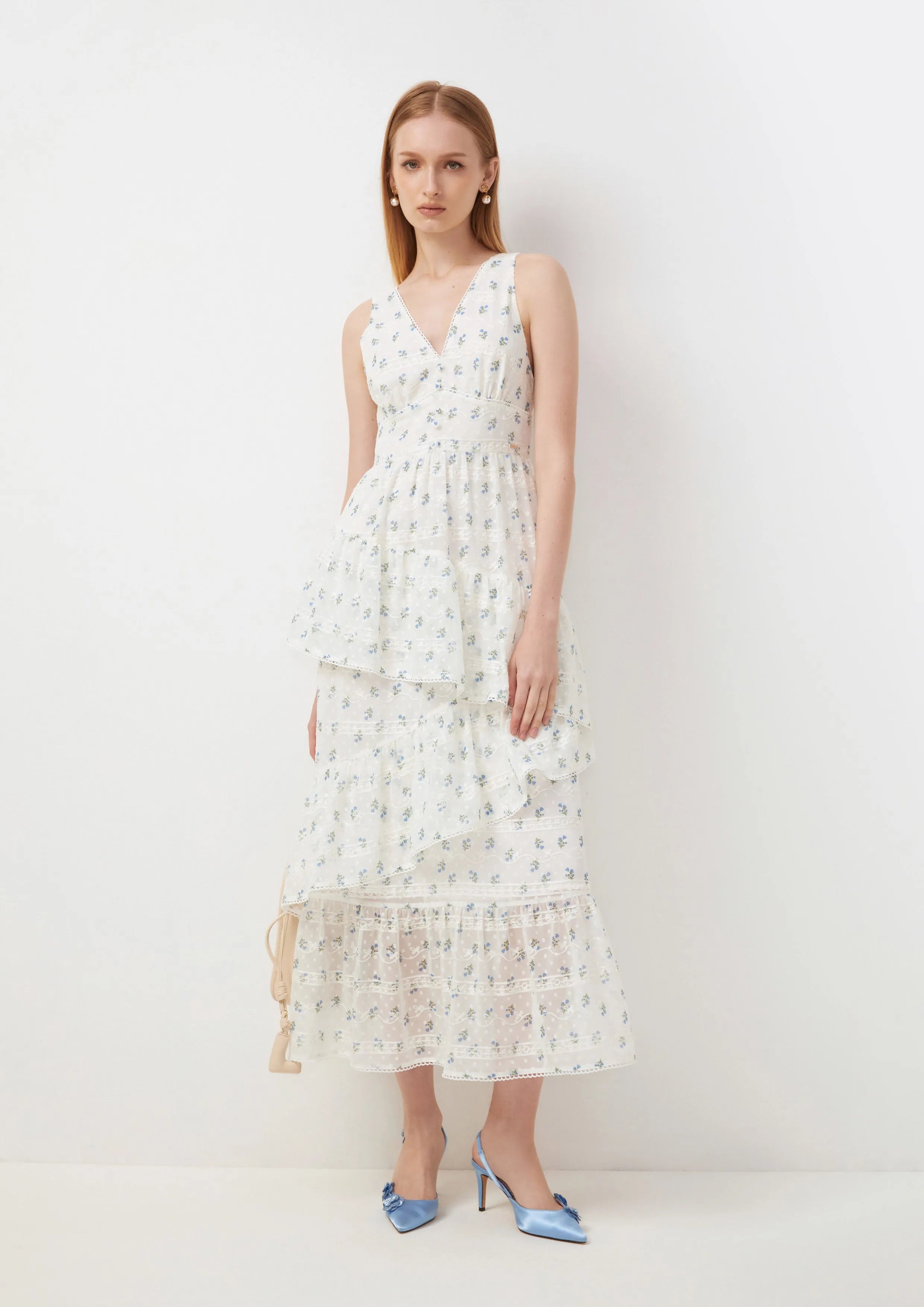 Forget-Me-Not  Asymmetric Tiered Dress