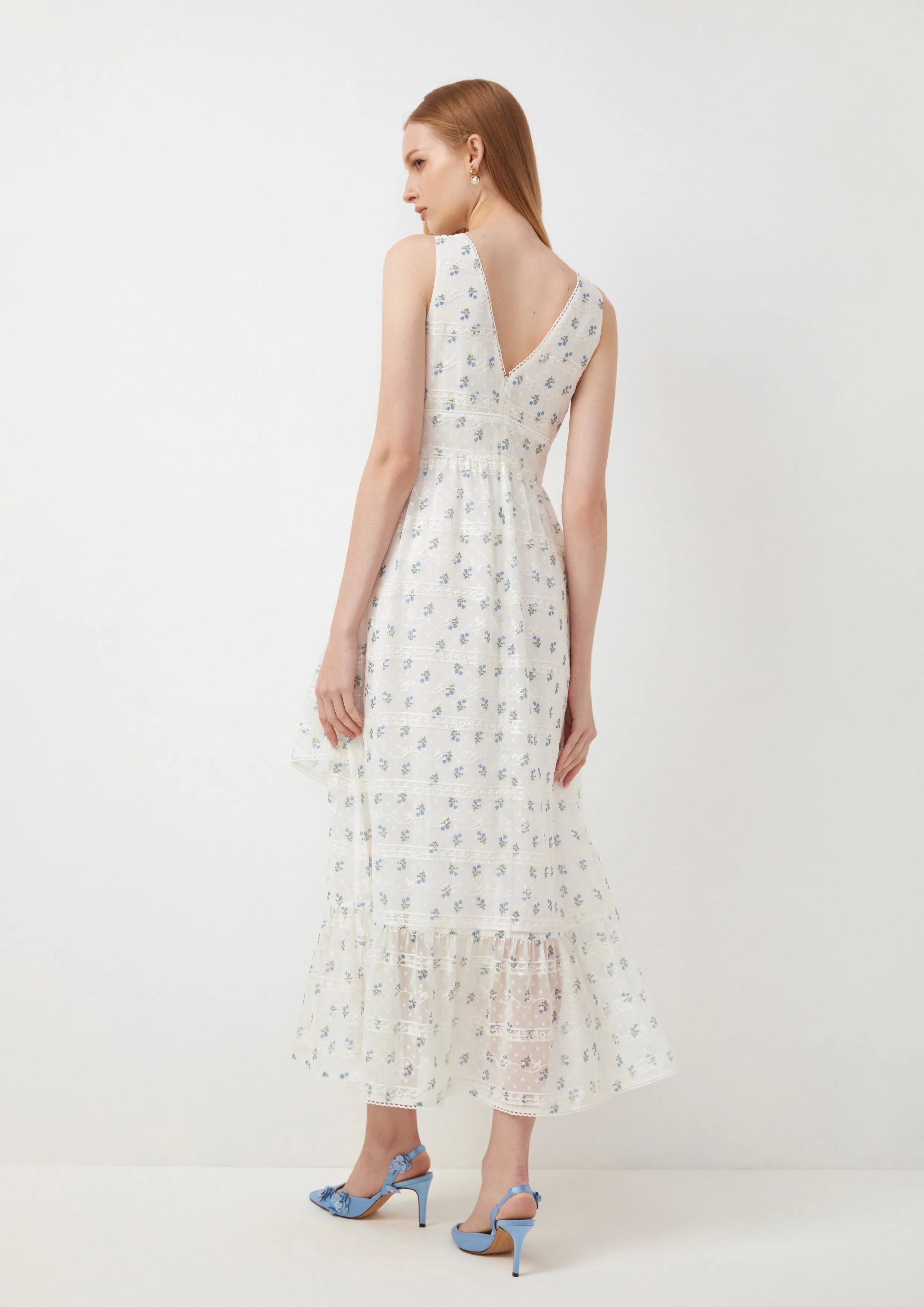 Forget-Me-Not  Asymmetric Tiered Dress