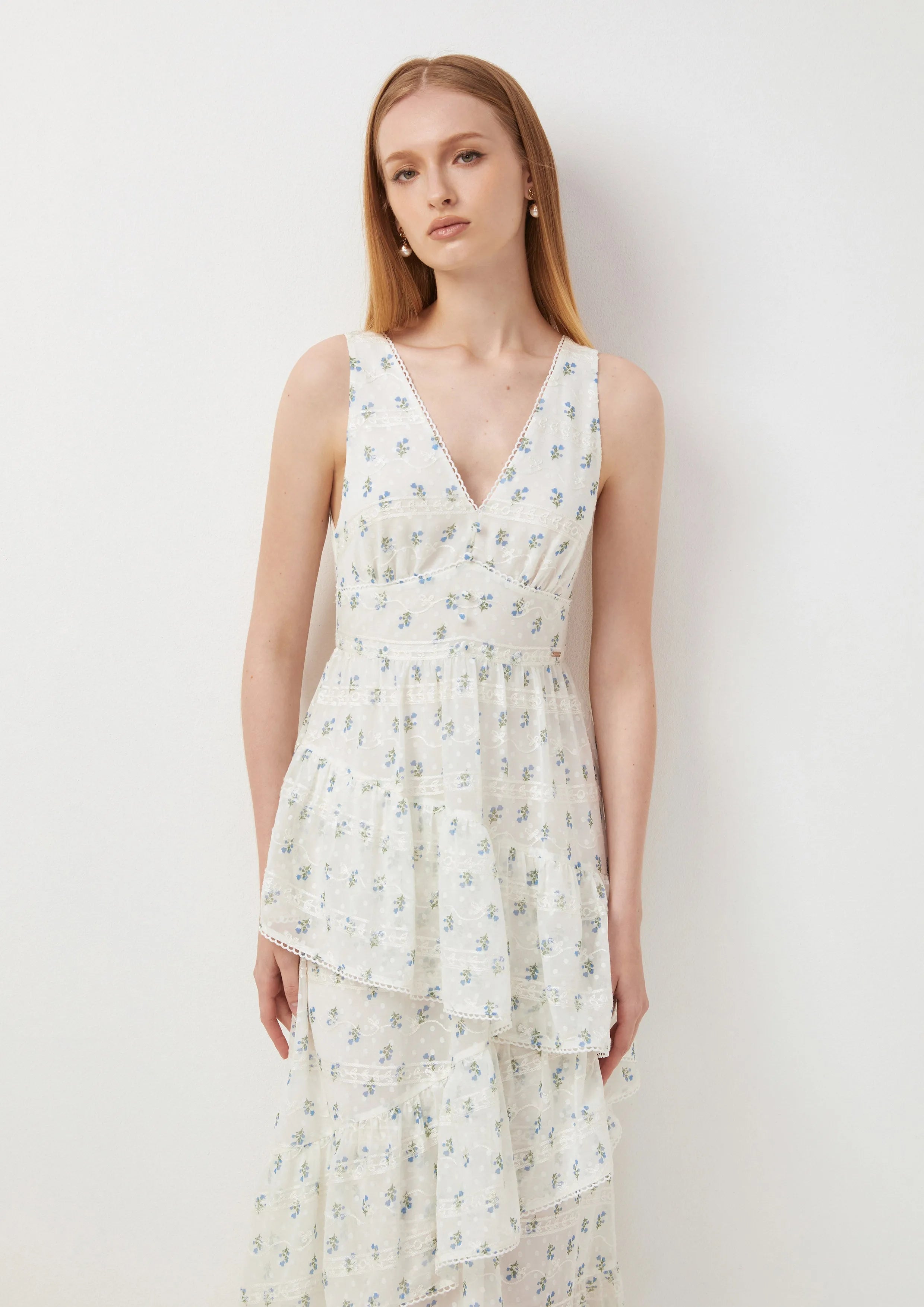 Forget-Me-Not  Asymmetric Tiered Dress