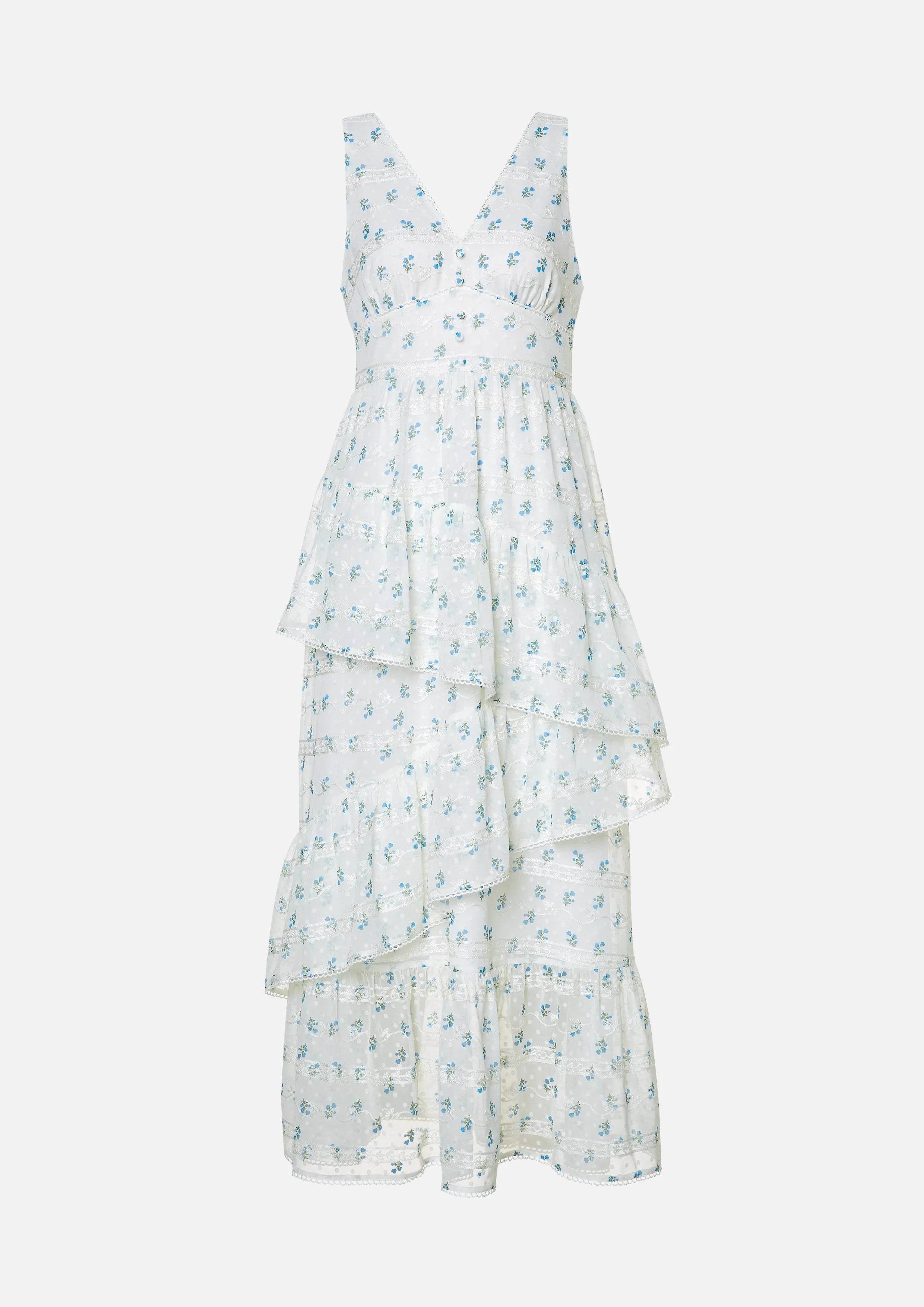 Forget-Me-Not  Asymmetric Tiered Dress