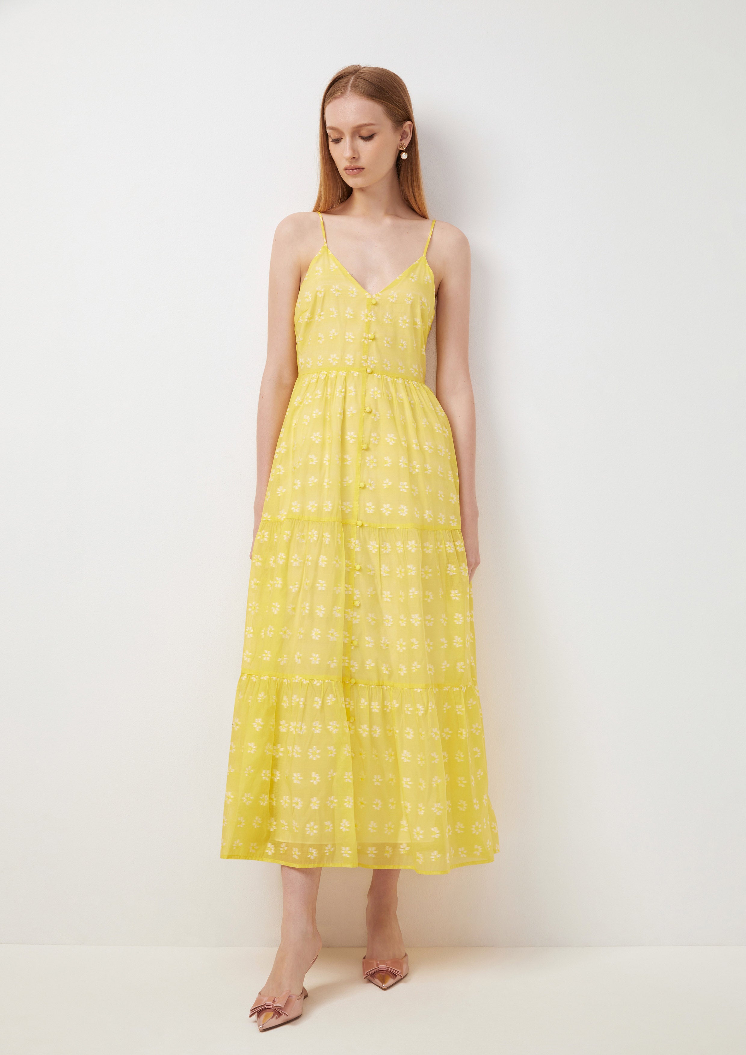 Daisies Monogram Spaghetti Strap Midi Dress Joyful Bloom