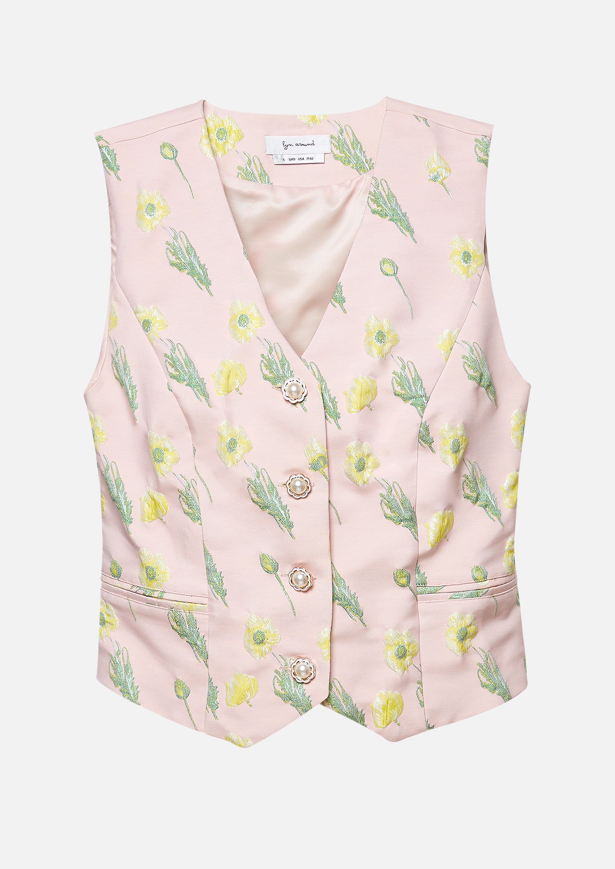 Floral Print Fitted Vest Joyful Bloom