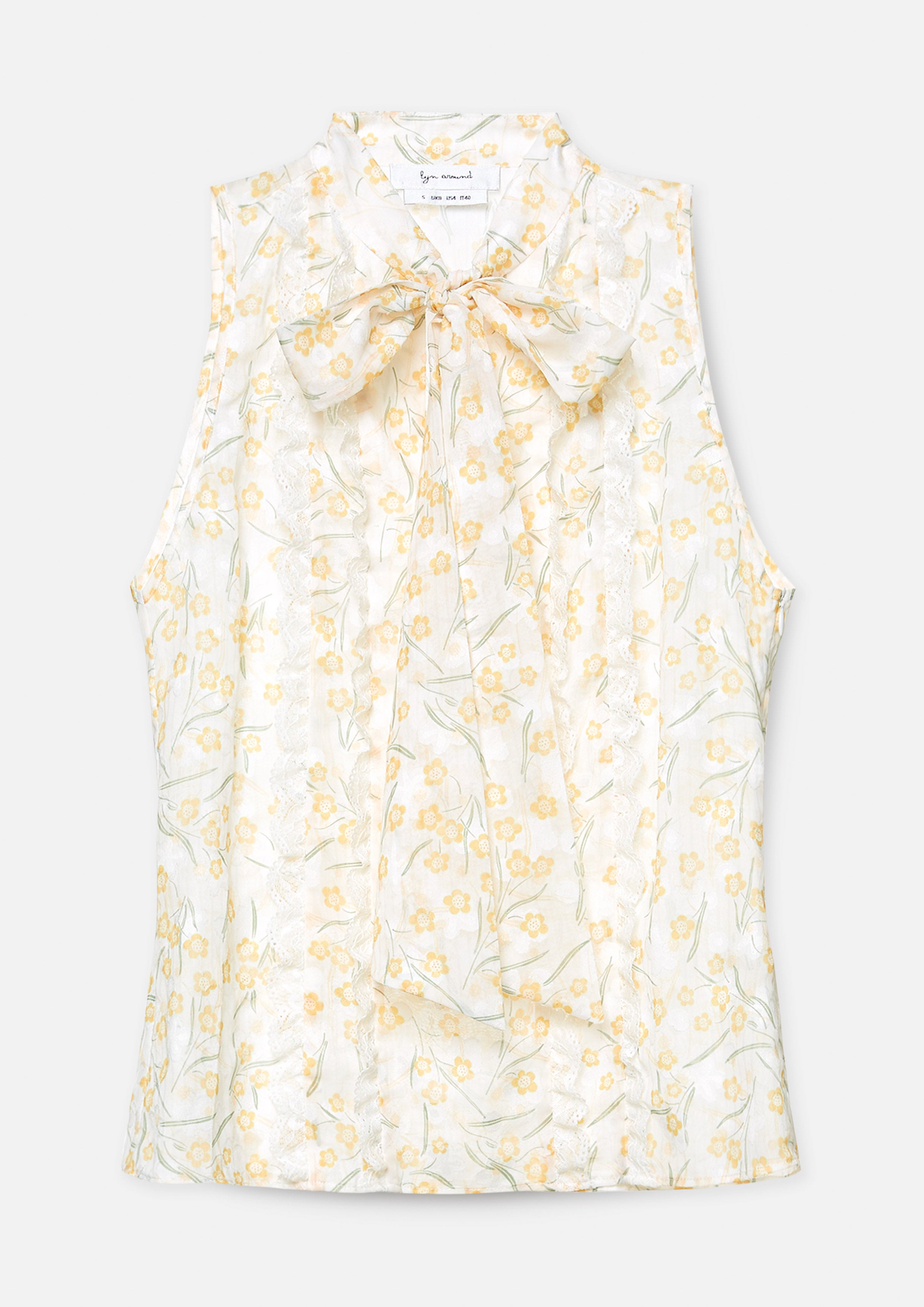 Bow Floral Sleeveless Blouse Joyful Bloom