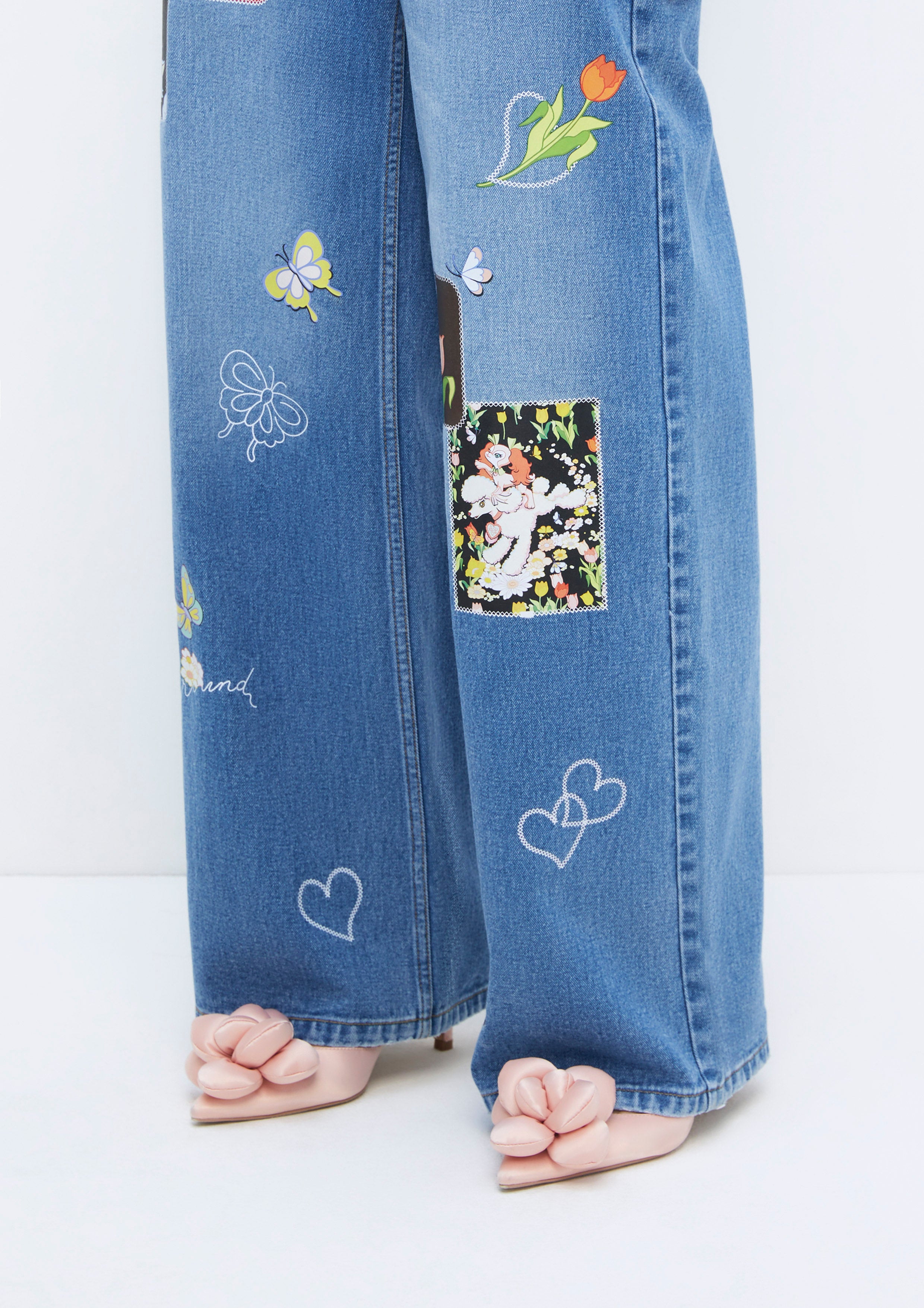 Patches Embroidery Fleared Denim Jeans Quirk Quest Collection